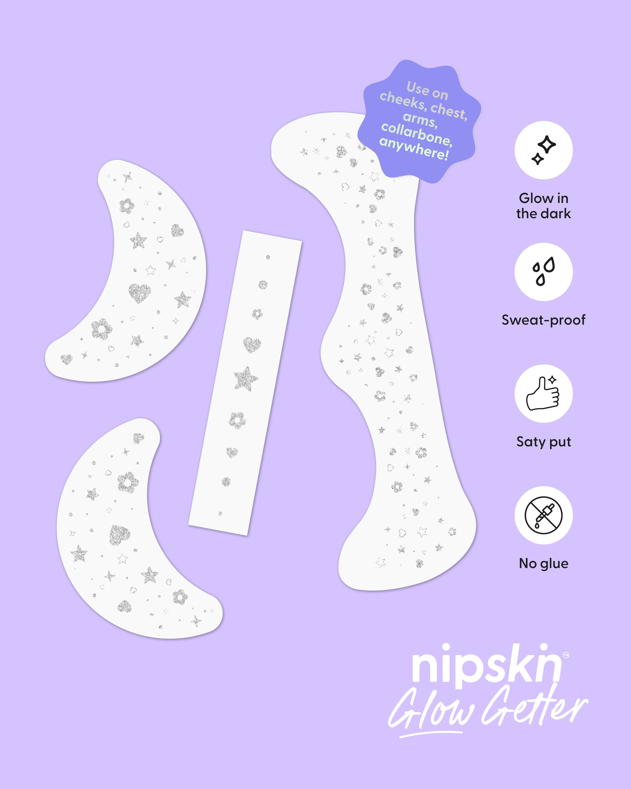 Glow Getter – Glow-in-the-Dark Stick-On Face & Body Art Patches