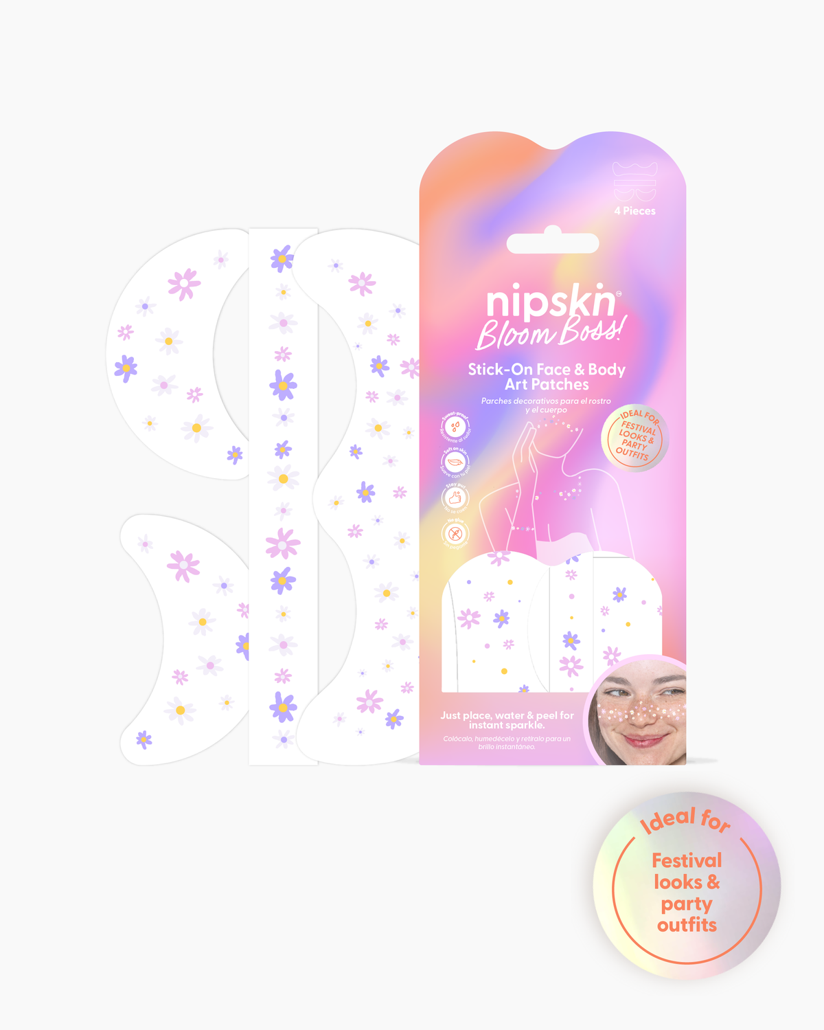 Bloom Boss – Matte Flower Stick-On Face & Body Art Patches - Nipskin®