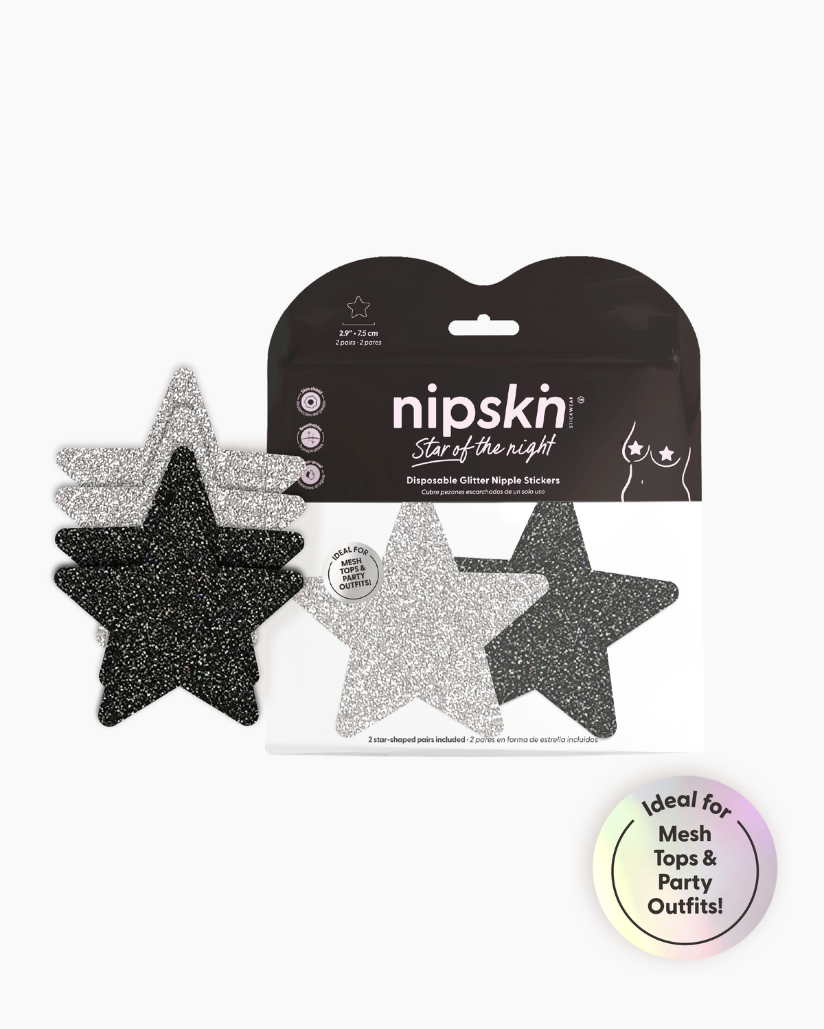 Estrella de la Noche - Adhesivos cubre pezones de un solo uso, 2 pares.