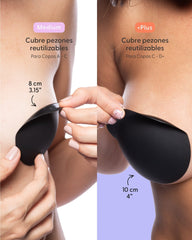 Adhesive Bra in Black + Black Silicone Nipple Covers - Nipskin® - Nipskin Stickwear™
