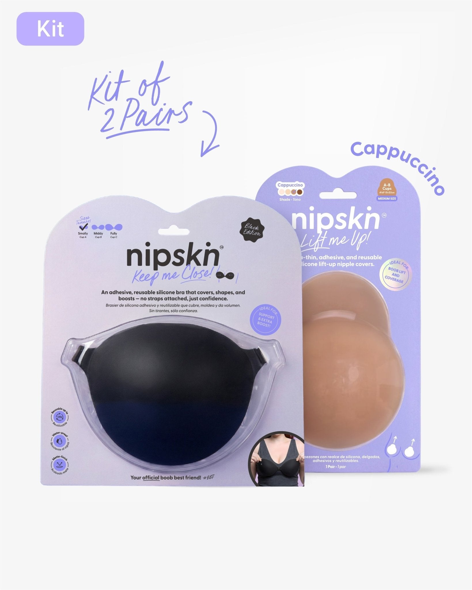Adhesive Bra + Silicone Adhesive Breast Lift Cups Set (SIZE M) - Nipskin® - Nipskin Stickwear™