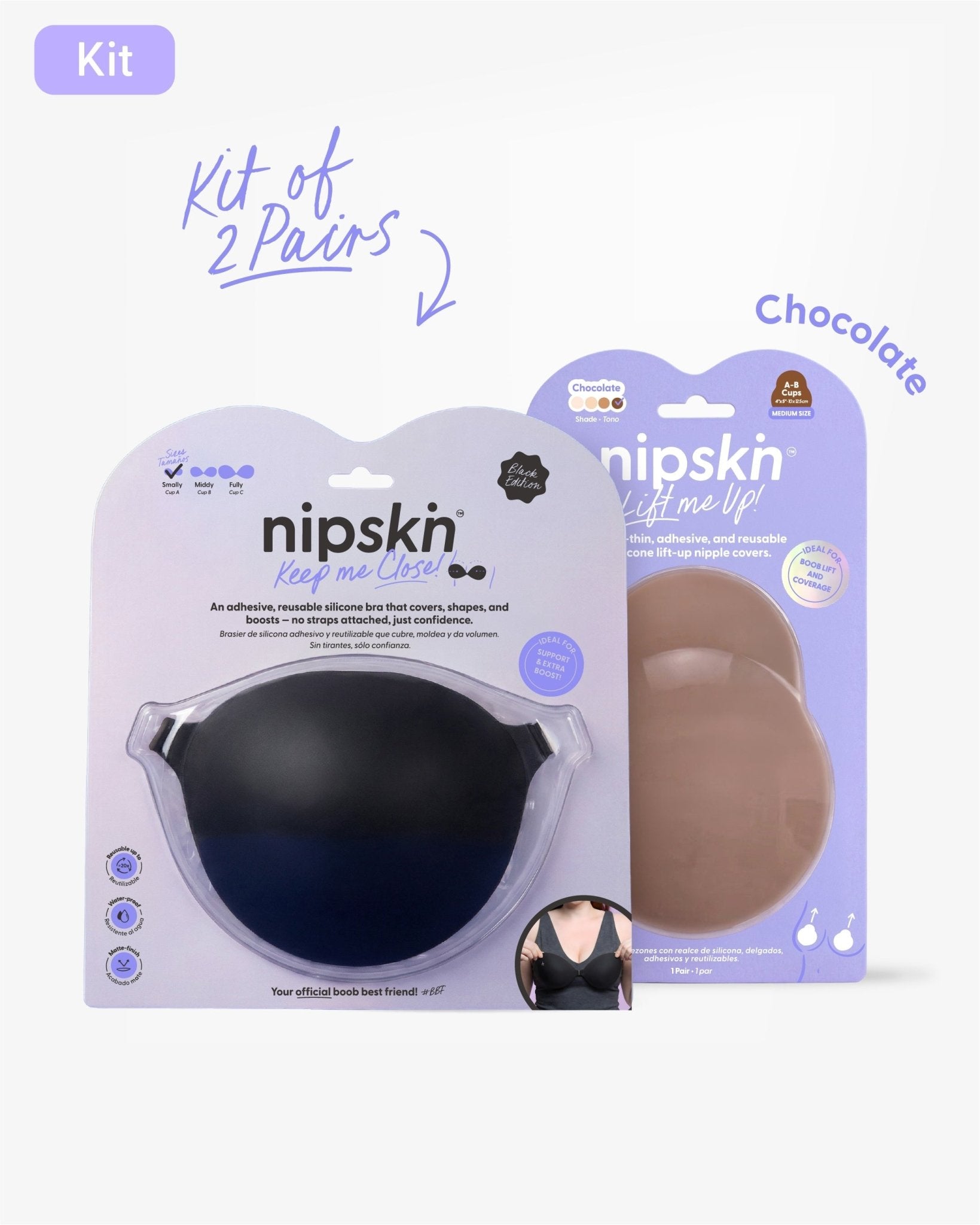 Adhesive Bra + Silicone Adhesive Breast Lift Cups Set (SIZE M) - Nipskin® - Nipskin Stickwear™