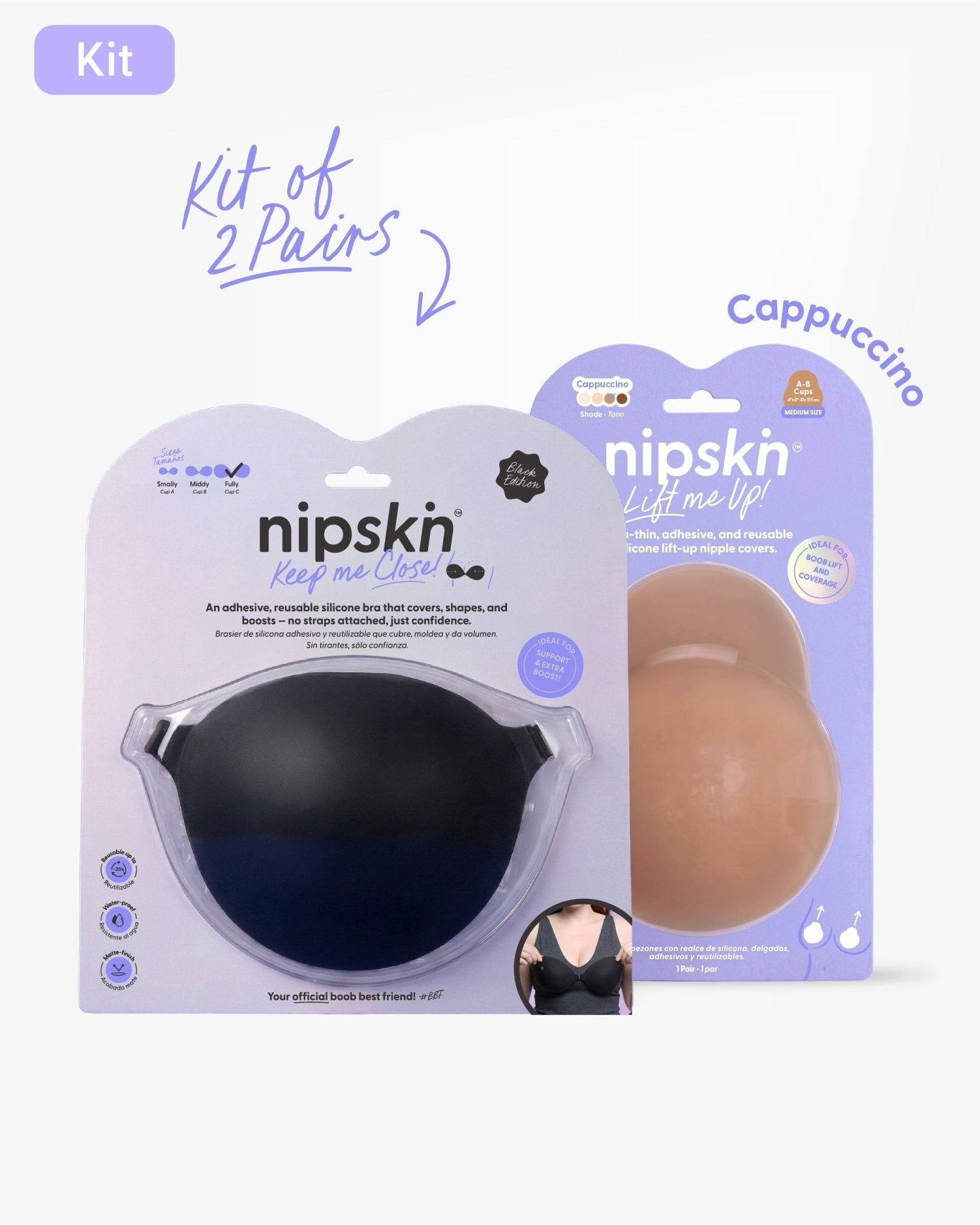 Adhesive Bra + Silicone Adhesive Breast Lift Cups Set (SIZE M) - Nipskin® - Nipskin Stickwear™