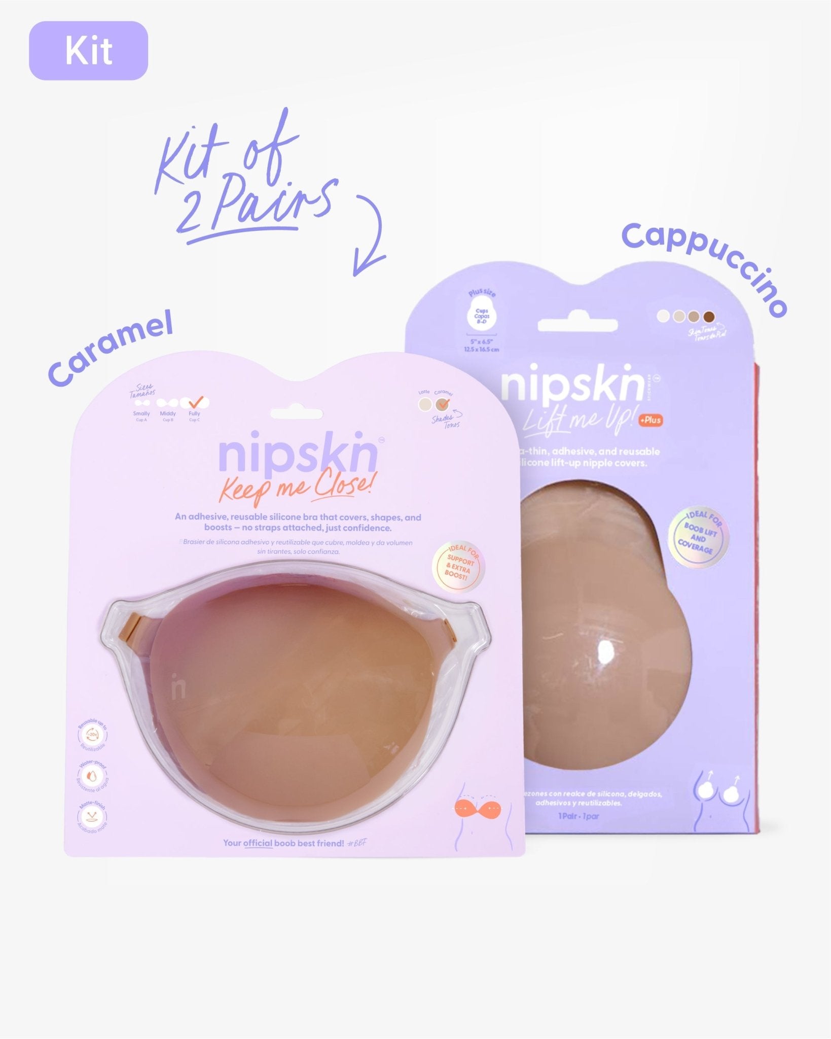 Adhesive Bra + Silicone Adhesive Cups Set (PLUS SIZE) - Nipskin® - Nipskin Stickwear™