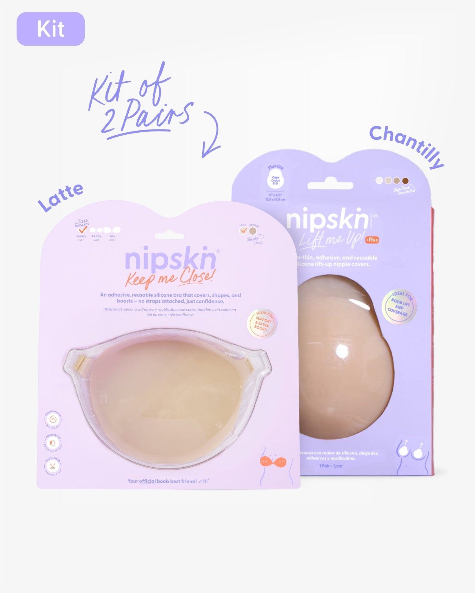 Adhesive Bra + Silicone Adhesive Cups Set (PLUS SIZE) - Nipskin® - Nipskin Stickwear™