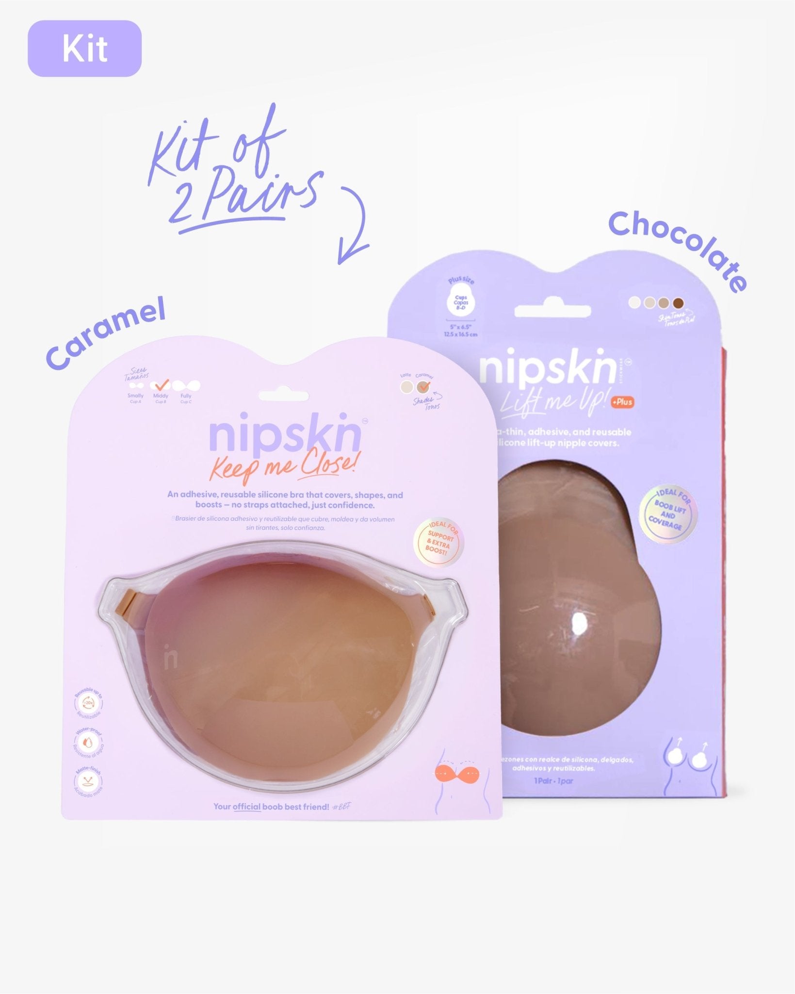 Adhesive Bra + Silicone Adhesive Cups Set (PLUS SIZE) - Nipskin® - Nipskin Stickwear™