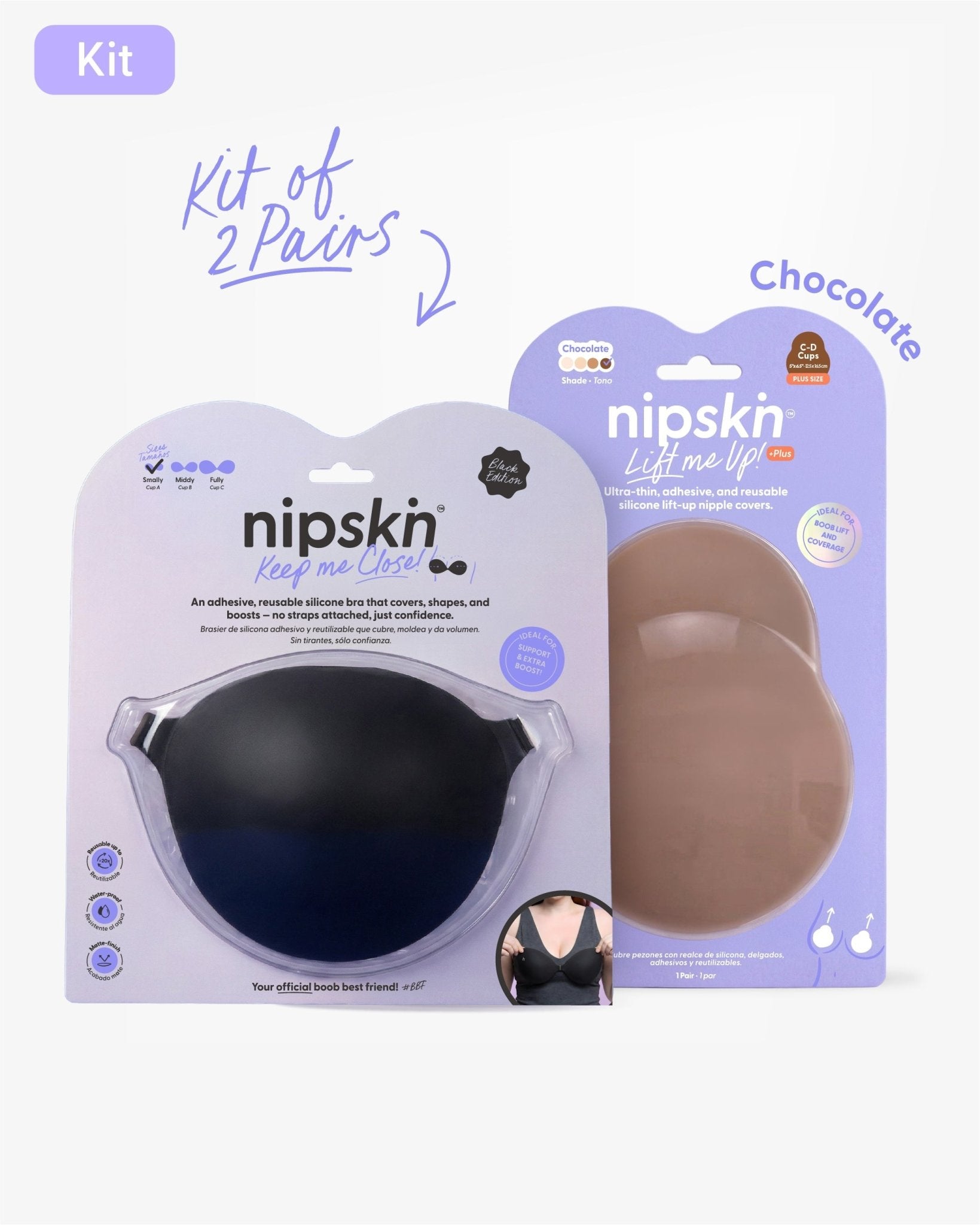 Adhesive Bra + Silicone Adhesive Cups Set (PLUS SIZE) - Nipskin® - Nipskin Stickwear™