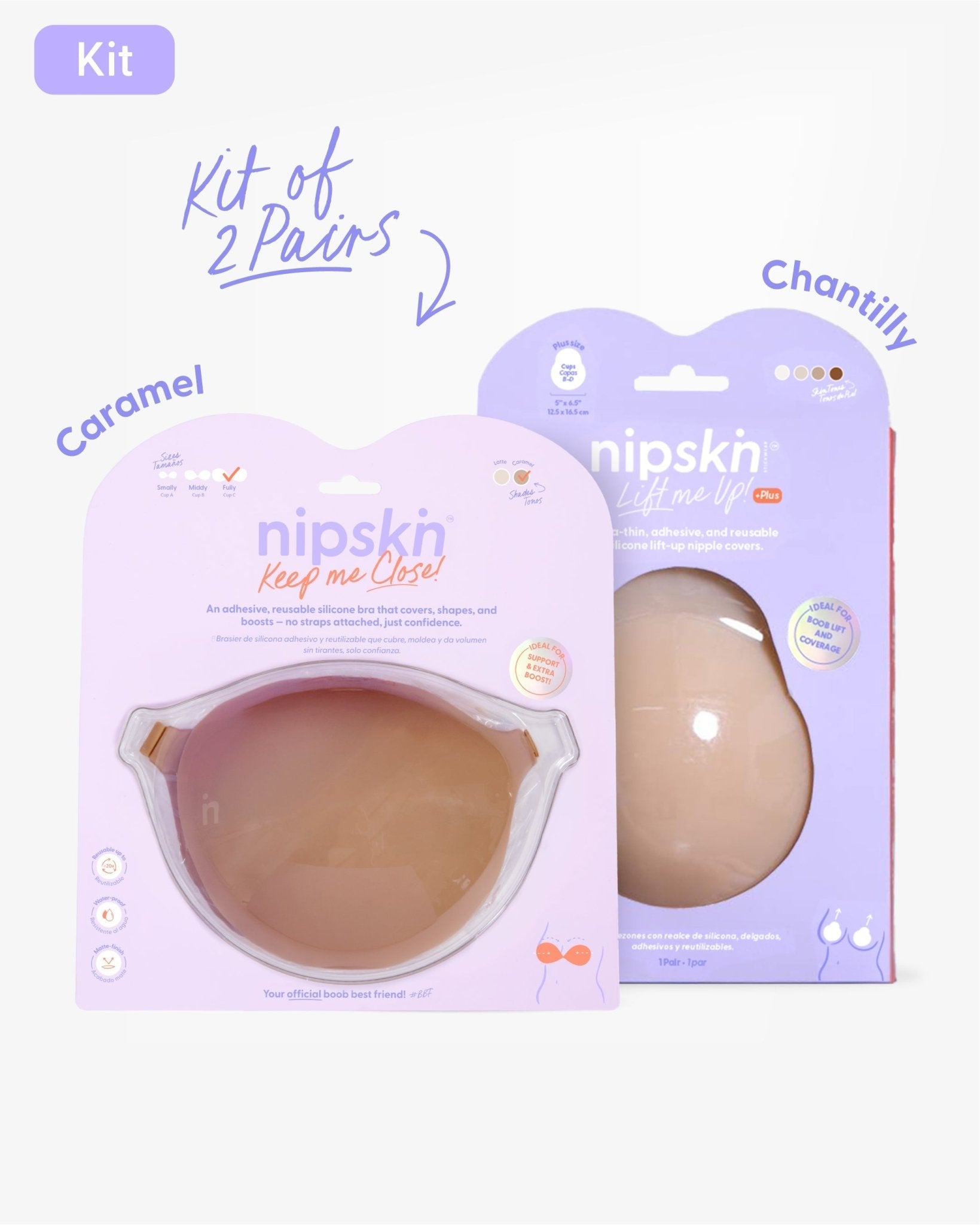 Adhesive Bra + Silicone Adhesive Cups Set (PLUS SIZE) - Nipskin® - Nipskin Stickwear™