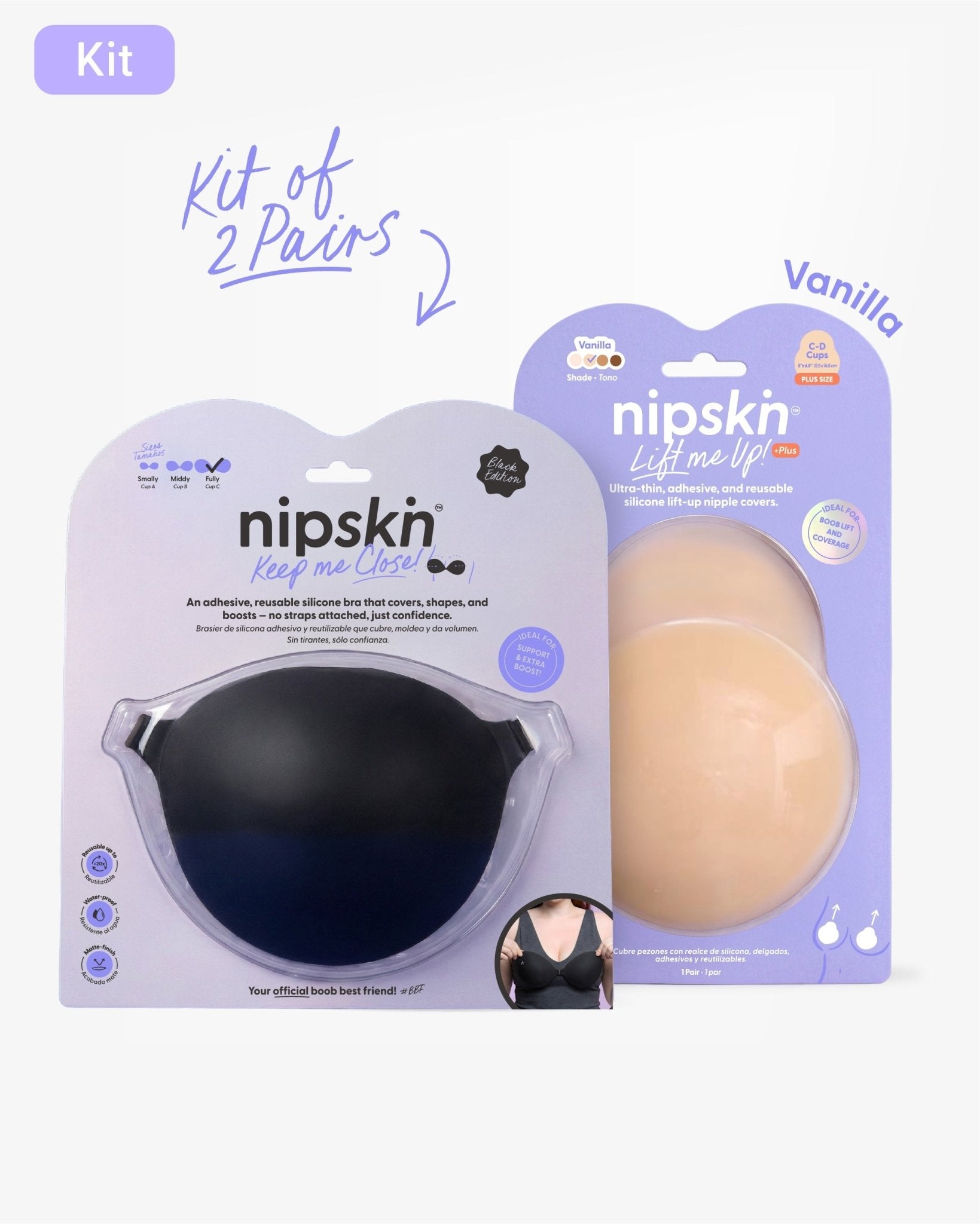 Adhesive Bra + Silicone Adhesive Cups Set (PLUS SIZE) - Nipskin® - Nipskin Stickwear™