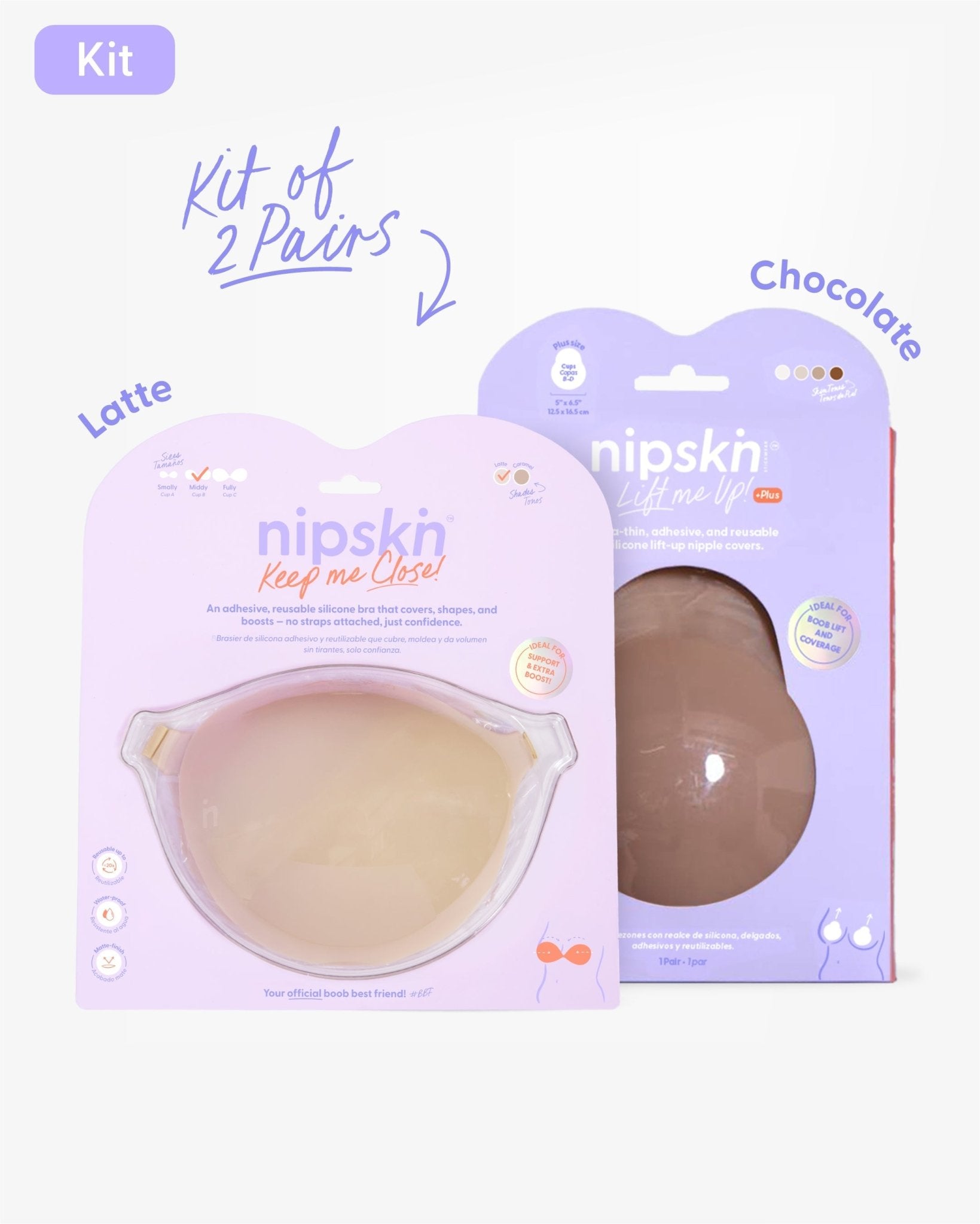 Adhesive Bra + Silicone Adhesive Cups Set (PLUS SIZE) - Nipskin® - Nipskin Stickwear™