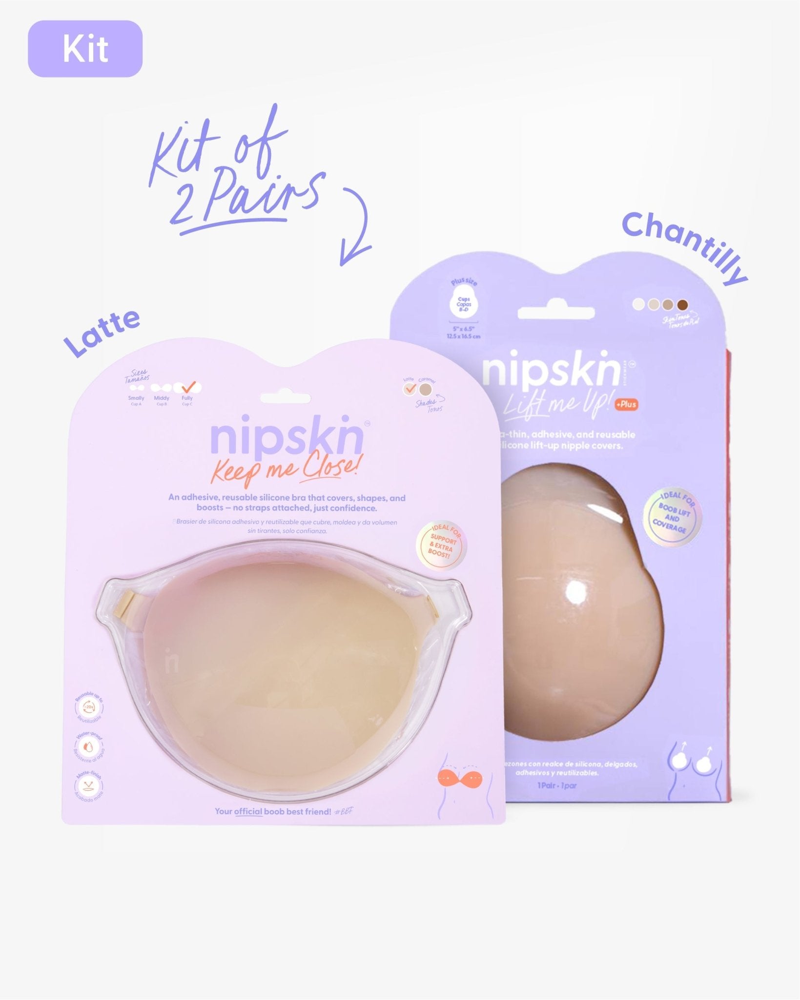 Adhesive Bra + Silicone Adhesive Cups Set (PLUS SIZE) - Nipskin® - Nipskin Stickwear™