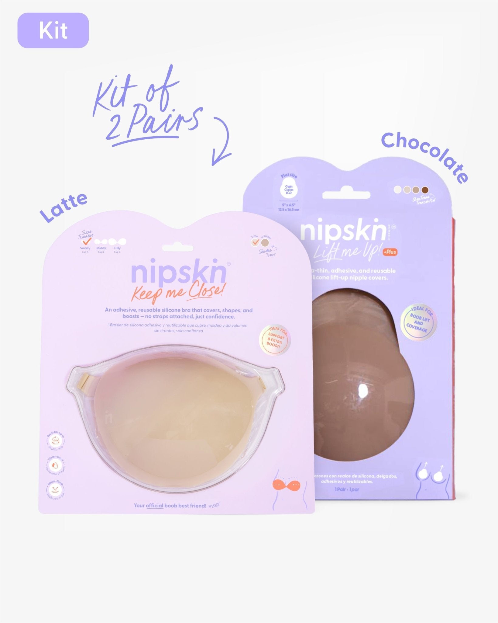 Adhesive Bra + Silicone Adhesive Cups Set (PLUS SIZE) - Nipskin® - Nipskin Stickwear™