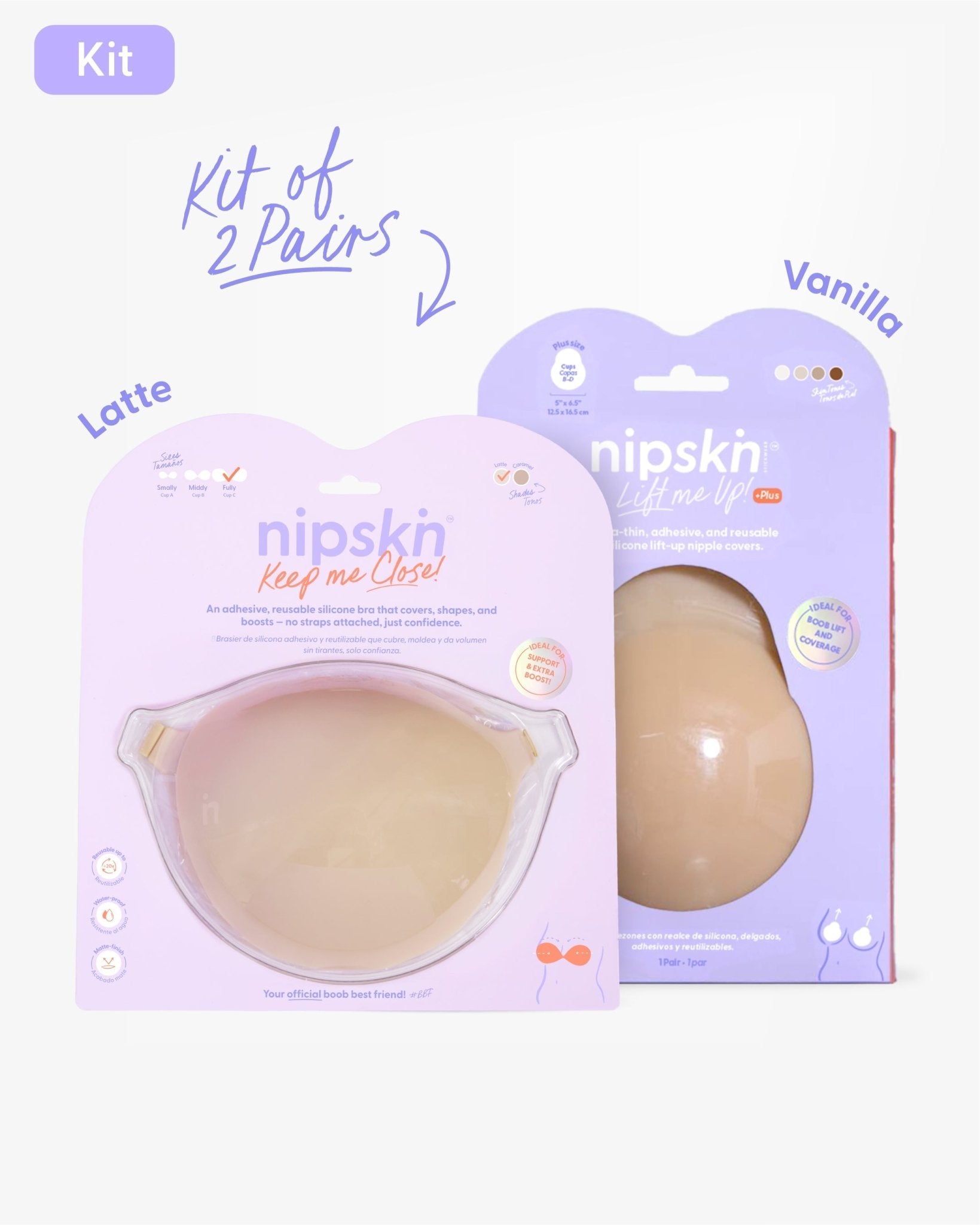 Adhesive Bra + Silicone Adhesive Cups Set (PLUS SIZE) - Nipskin® - Nipskin Stickwear™