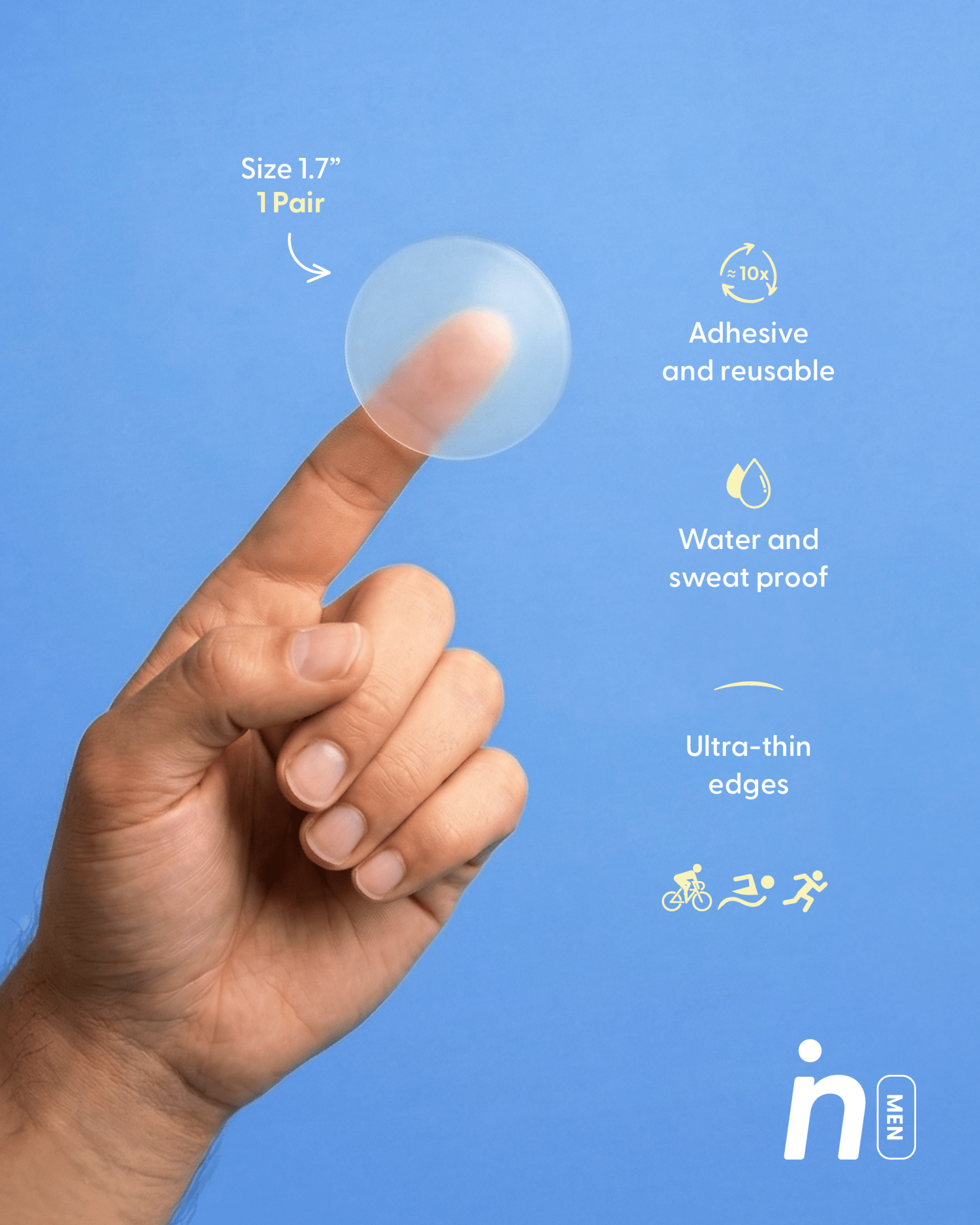 Bundle Men's Anti - Chafe Reusable Nipple Cover Clear - Nipskin Stickwear™