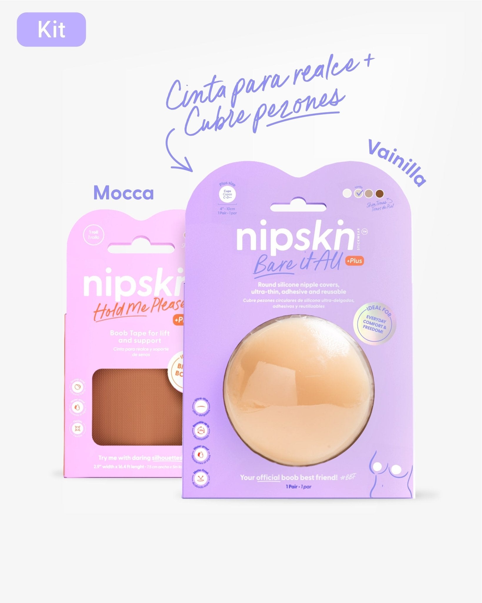 Cinta talla Plus para Levantar el Busto más Cubre pezón PLUS - Nipskin® - Nipskin Stickwear™