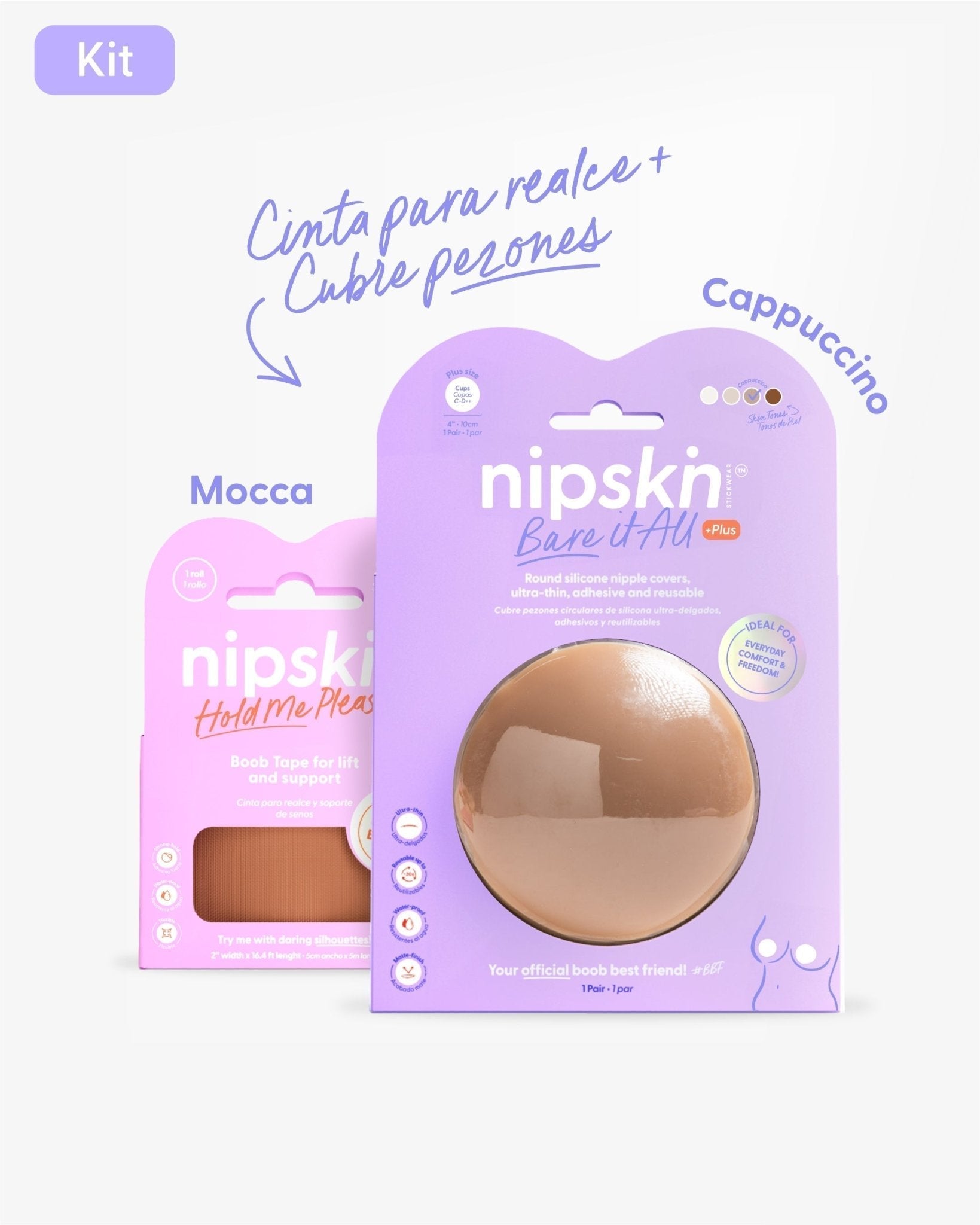Cinta talla Plus para Levantar el Busto más Cubre pezón PLUS - Nipskin® - Nipskin Stickwear™