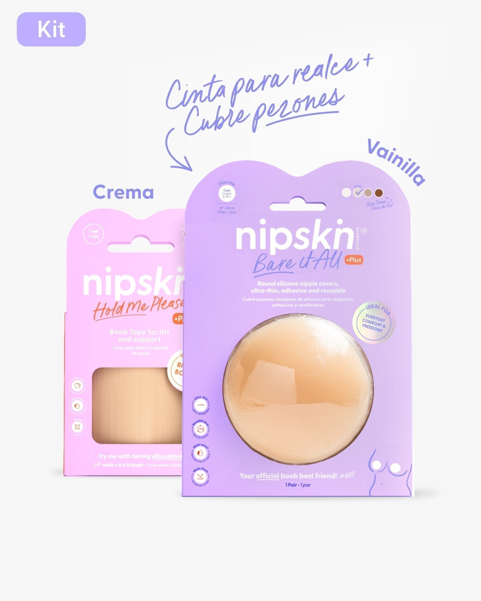 Cinta talla Plus para Levantar el Busto más Cubre pezón PLUS - Nipskin® - Nipskin Stickwear™
