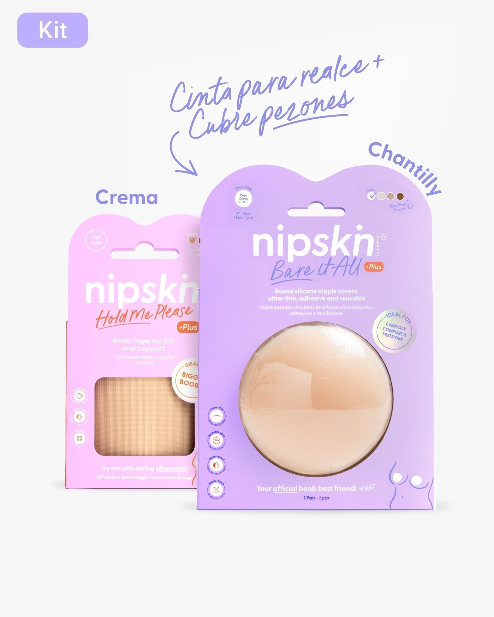 Cinta talla Plus para Levantar el Busto más Cubre pezón PLUS - Nipskin® - Nipskin Stickwear™