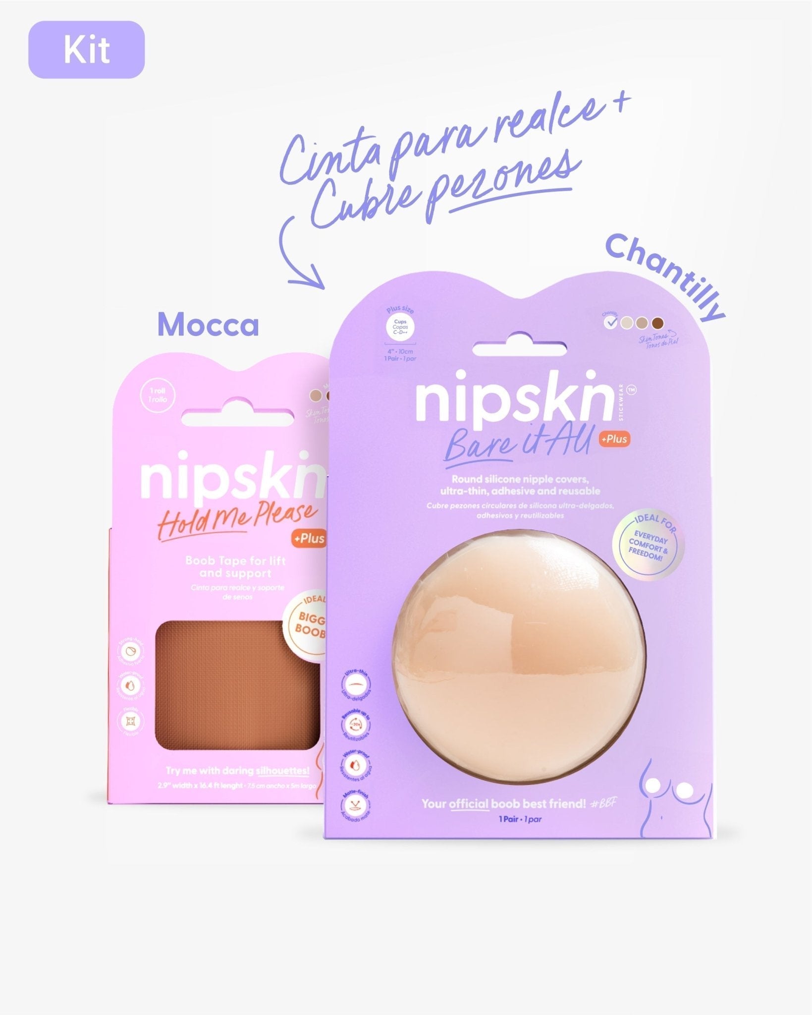 Cinta talla Plus para Levantar el Busto más Cubre pezón PLUS - Nipskin® - Nipskin Stickwear™