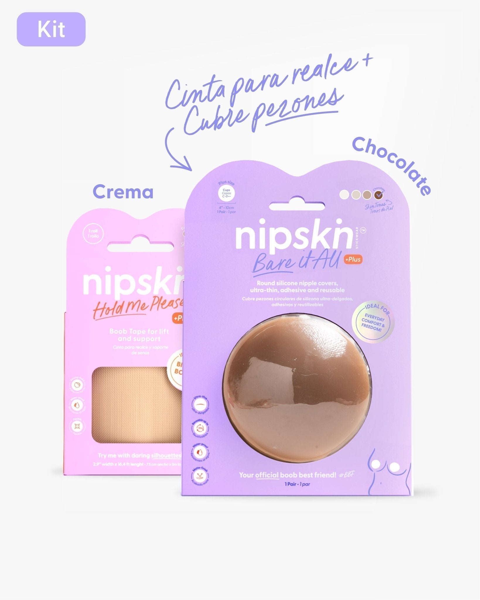 Cinta talla Plus para Levantar el Busto más Cubre pezón PLUS - Nipskin® - Nipskin Stickwear™