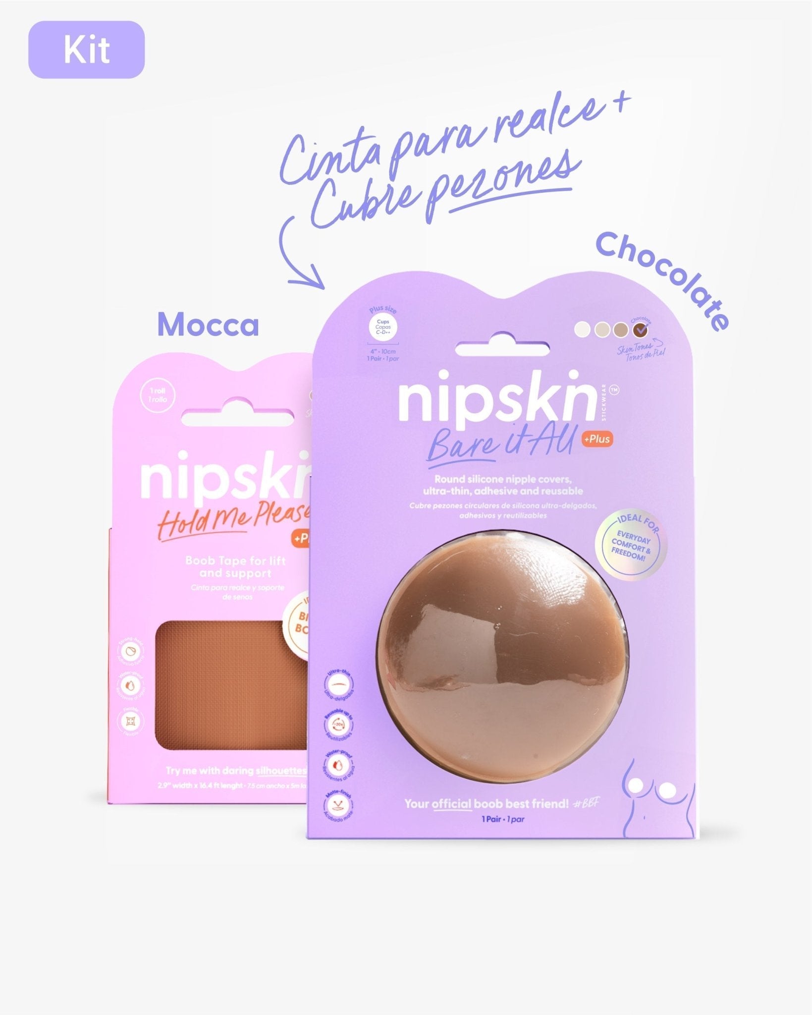 Cinta talla Plus para Levantar el Busto más Cubre pezón PLUS - Nipskin® - Nipskin Stickwear™