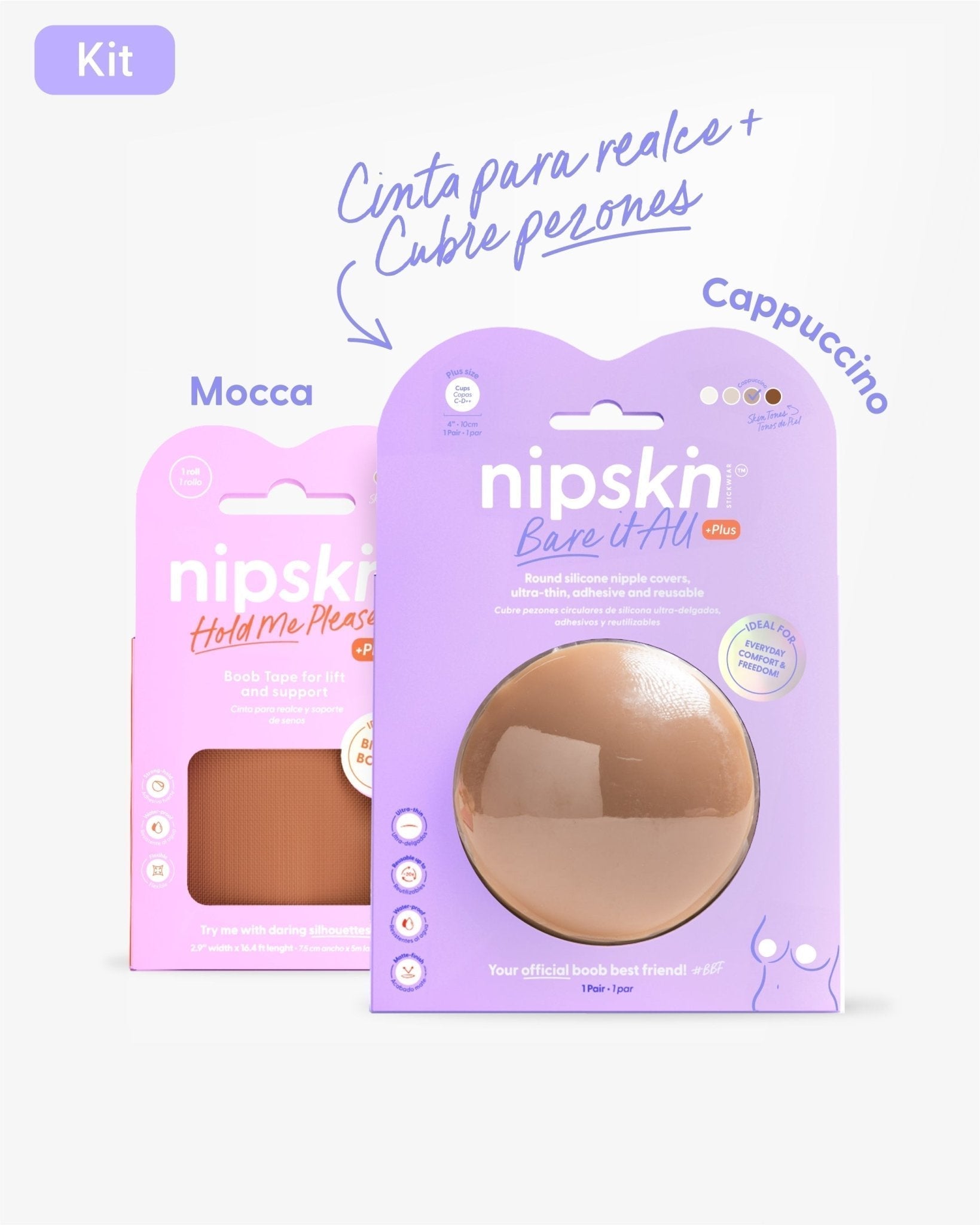 Cinta talla Plus para Levantar el Busto más Cubre pezón PLUS - Nipskin® - Nipskin Stickwear™