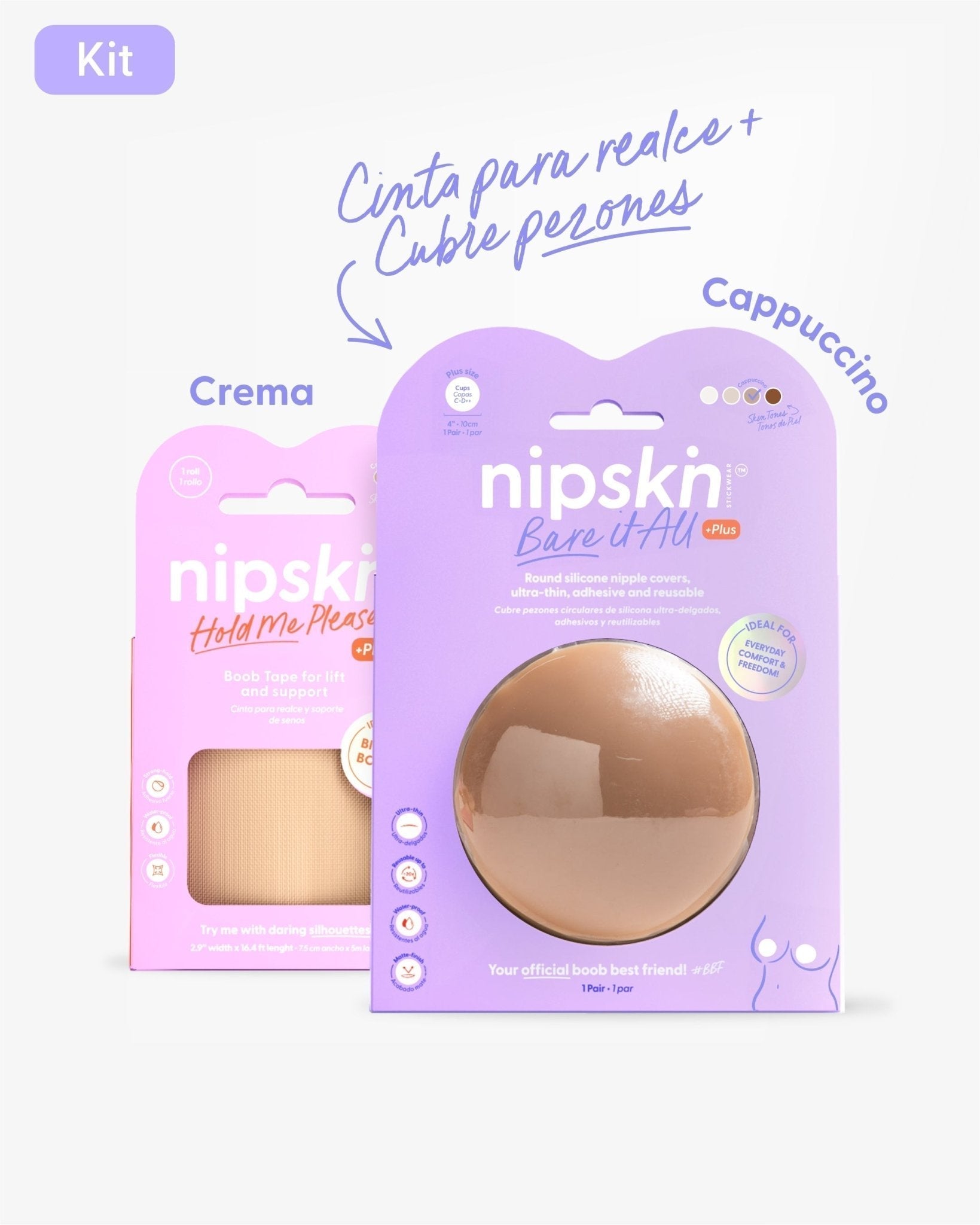 Cinta talla Plus para Levantar el Busto más Cubre pezón PLUS - Nipskin® - Nipskin Stickwear™