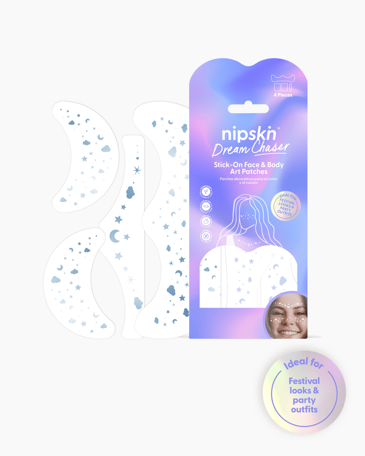 Dream Chaser – Holographic Stick - On Face & Body Art Patches - Nipskin® - Nipskin Stickwear™
