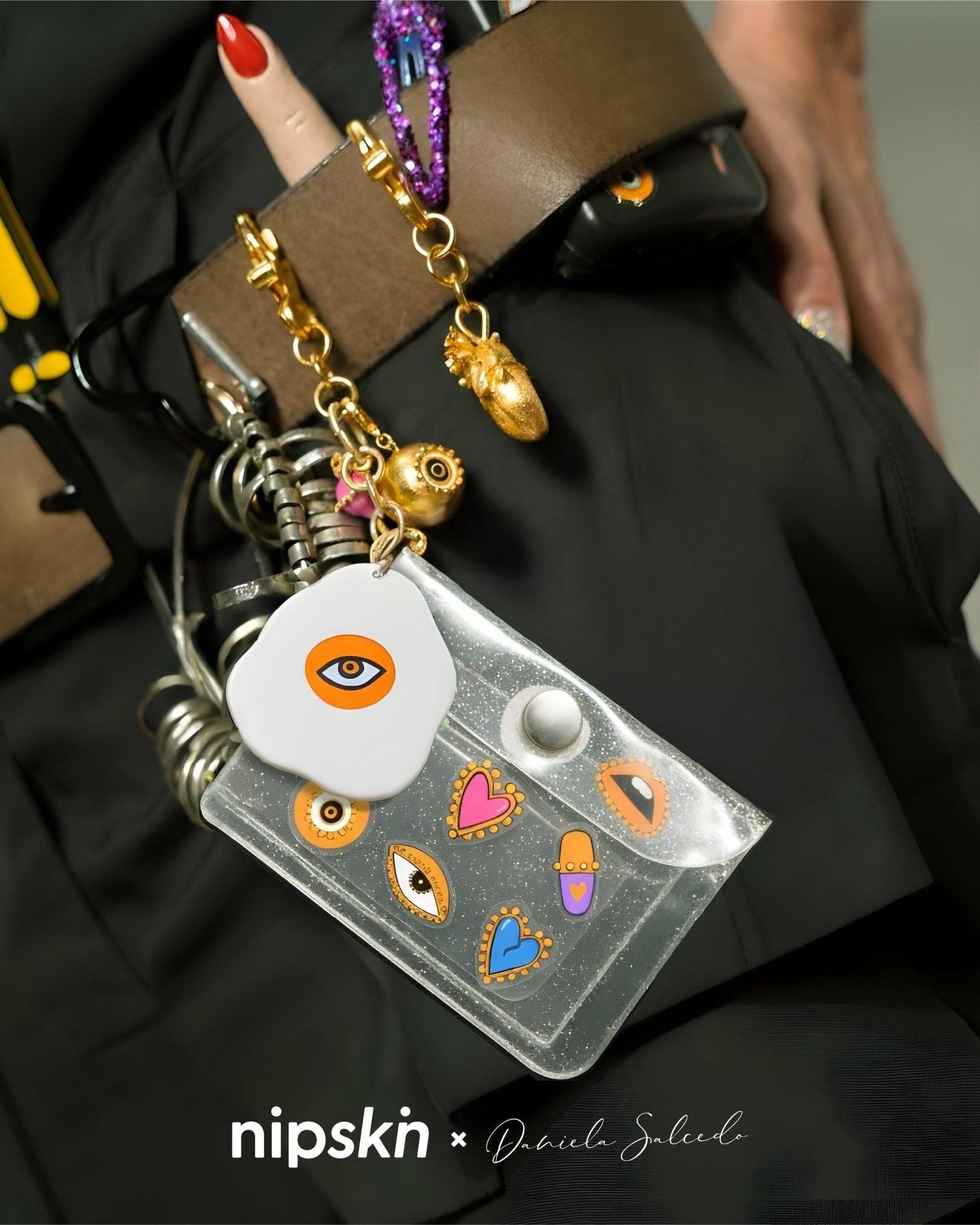 Eye - Conic Pimple Charm Pouch + Mirror Key Charm – Nipskin® x Daniela Salcedo - Nipskin Stickwear™