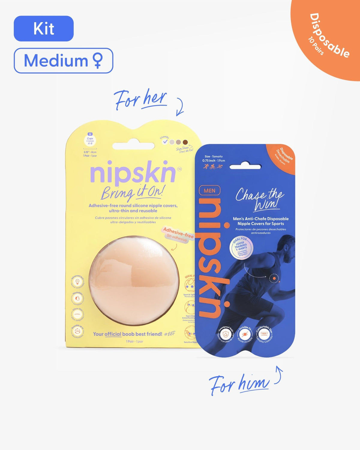 His & Hers Nipple Cover Set: Anti - Chafe (Him) + Adhesive - Free (Her) - Nipskin - Nipskin Stickwear™