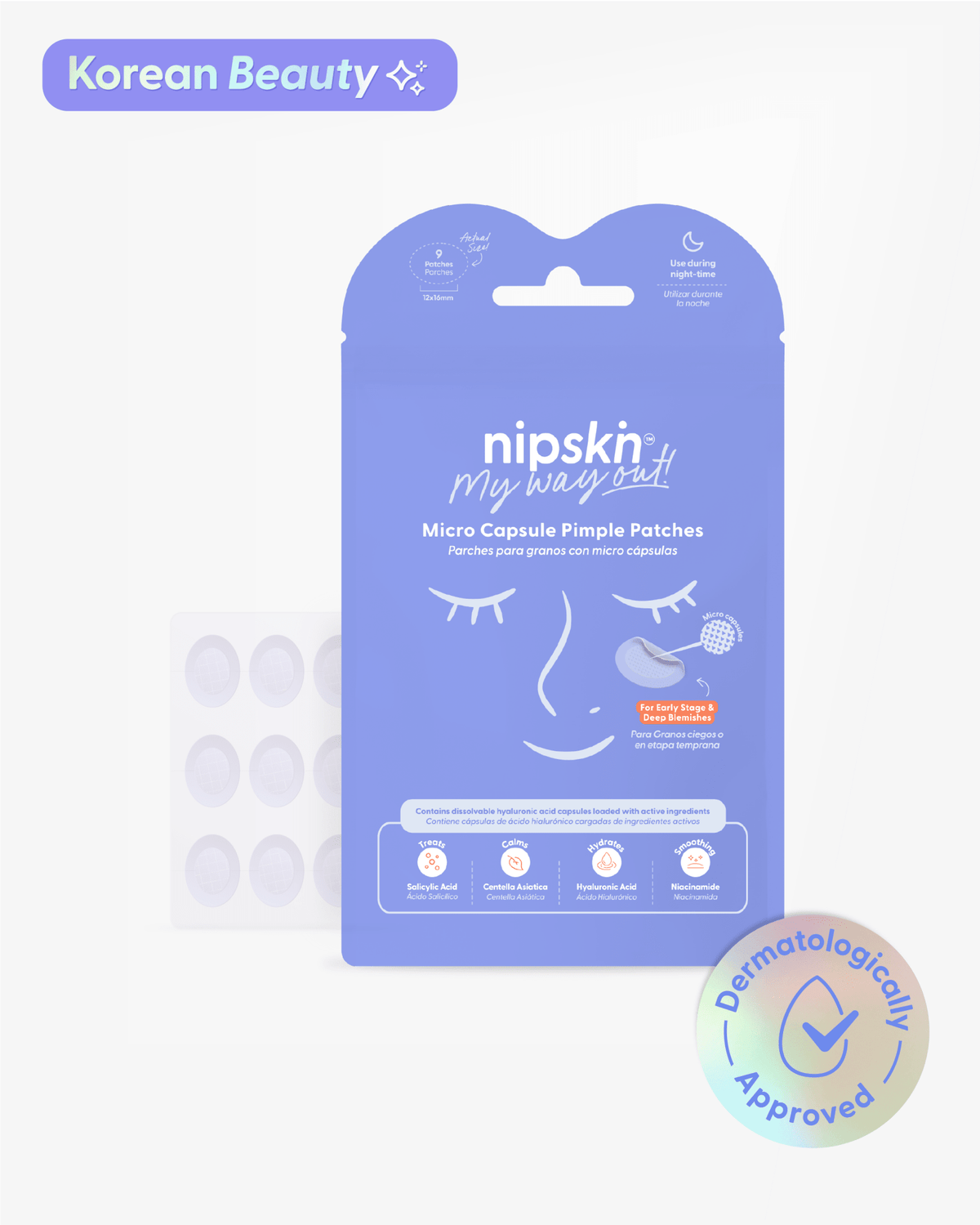 Hydrocolloid Patches with Microcapsules for Blind Pimples - My Way Out - Nipskin Stickwear™