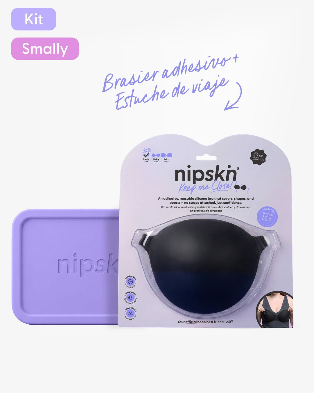 Invisible Adhesive Silicone Bra in Black + Travel Case – Nipskin® - Nipskin Stickwear™