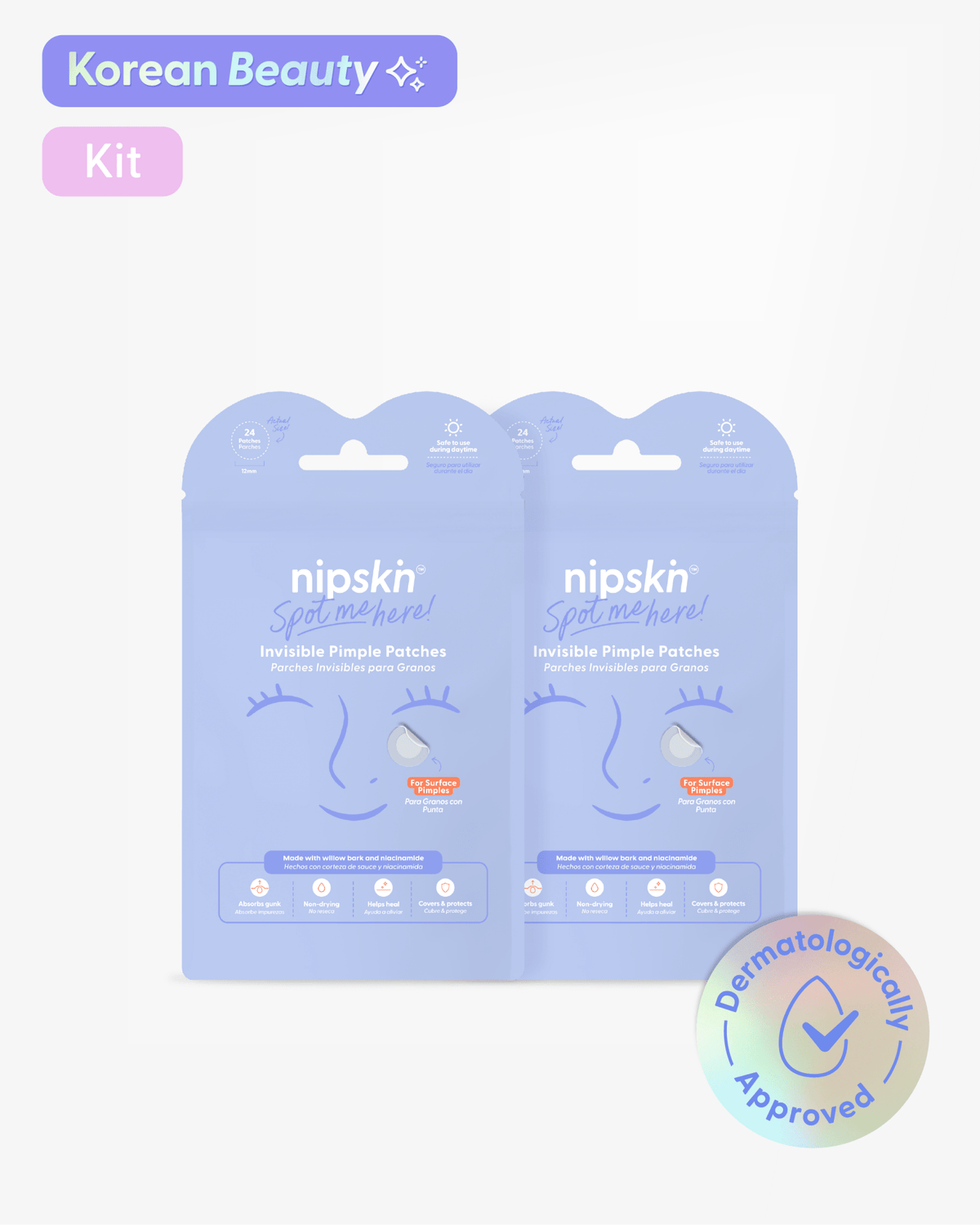 Invisible Hydrocolloid Patches for Pimples - Spot Me Here x2 - Nipskin Stickwear™