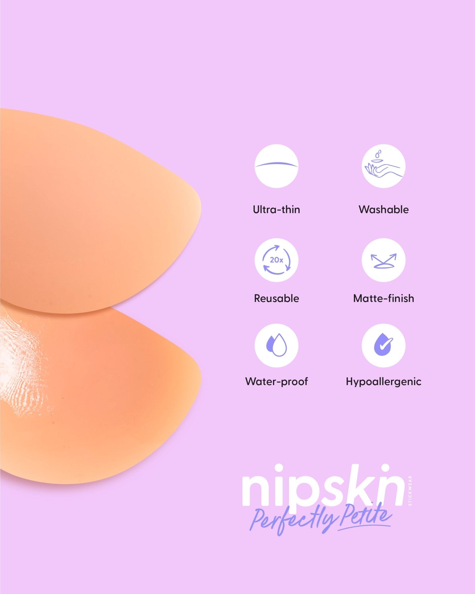 Perfectly Petite - Reusable Luna Shape Silicone Nipple Covers - Flash Outlet - Nipskin Stickwear™