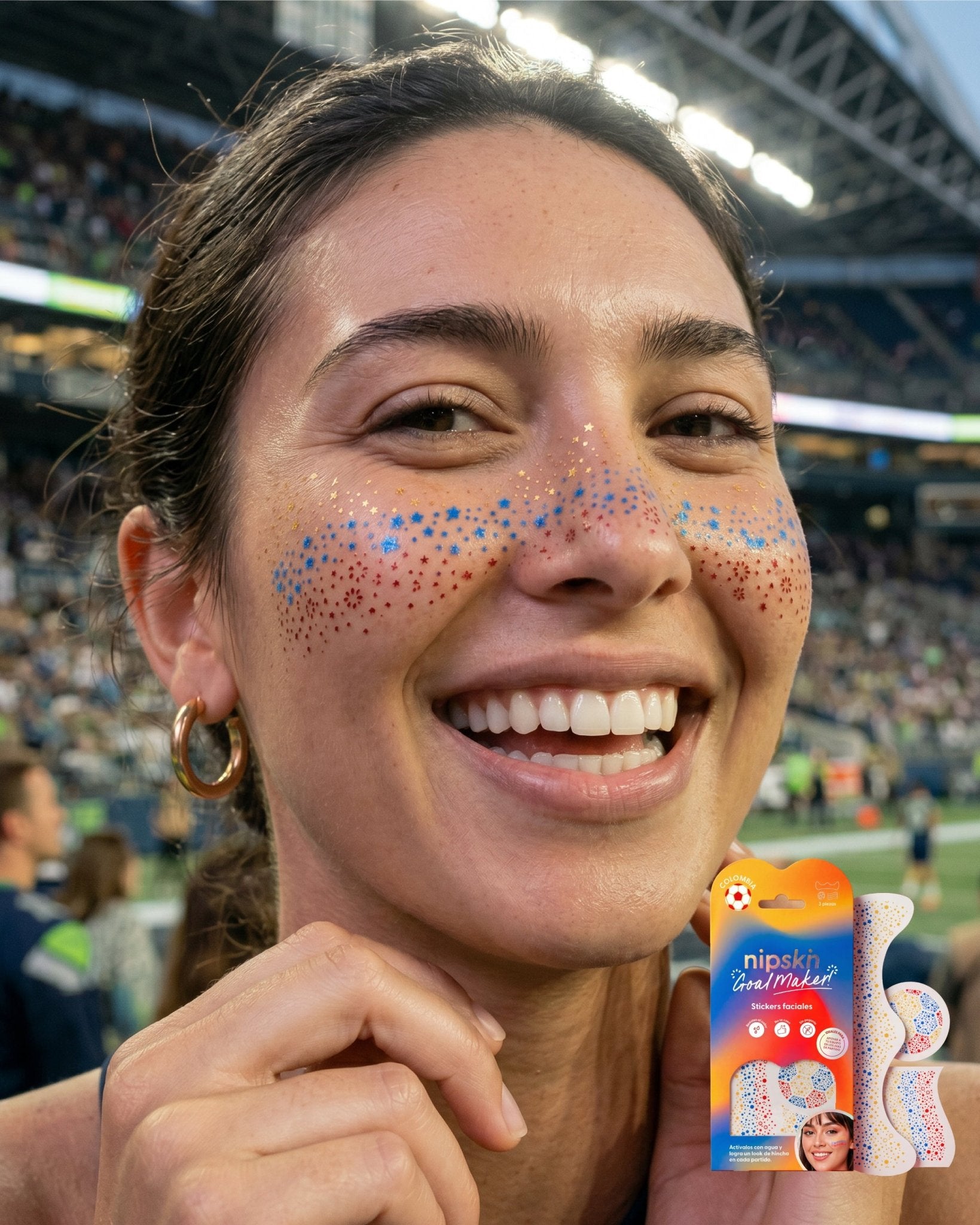 PRE - SALE Stick - On Face & Body Art Patches to Support Colombian Soccer Team 🇨🇴✨ - Nipskin Stickwear™