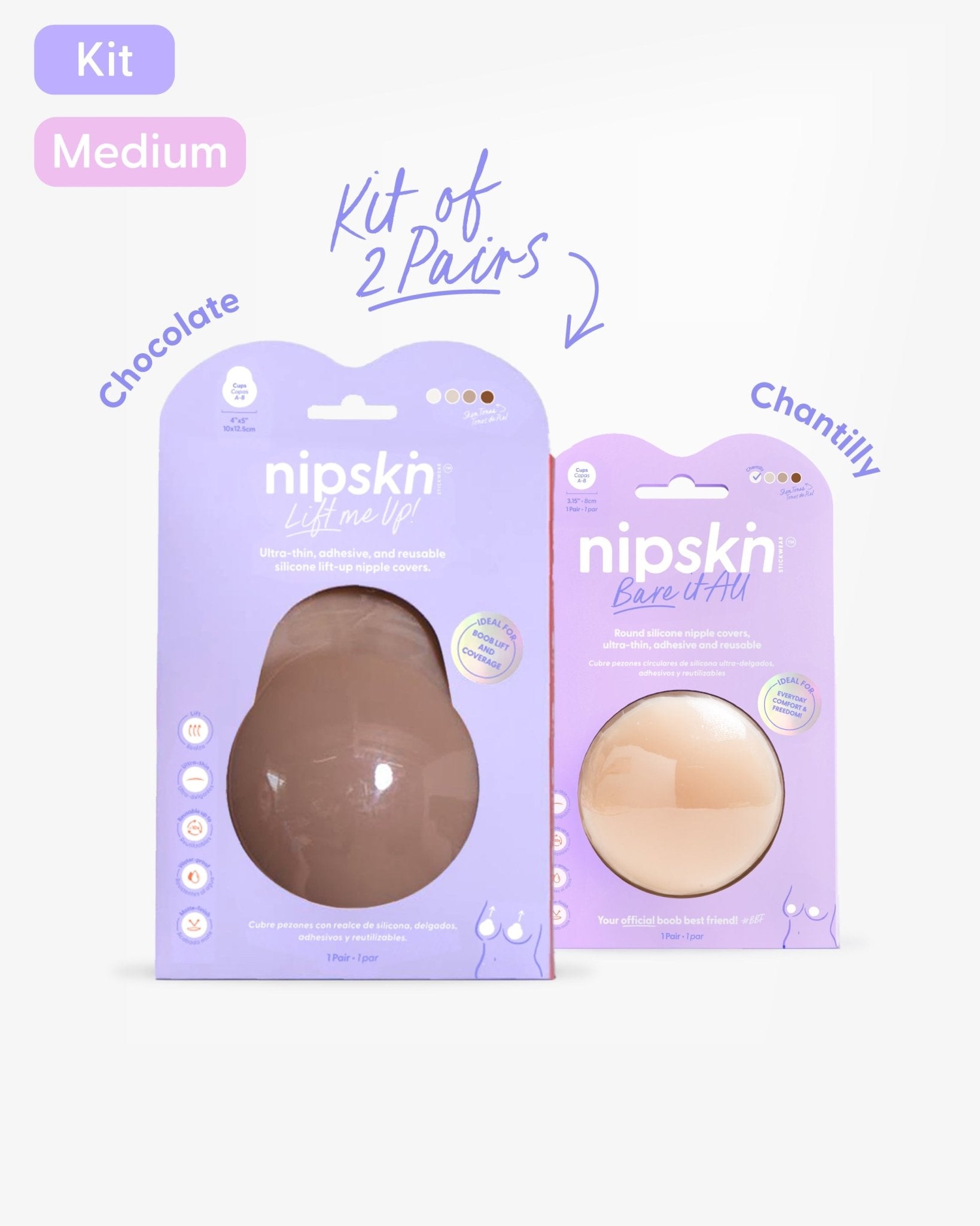 Set of 2 Silicone Adhesive Cups - Lift me up and Bare it all - Nipskin® - Nipskin Stickwear™