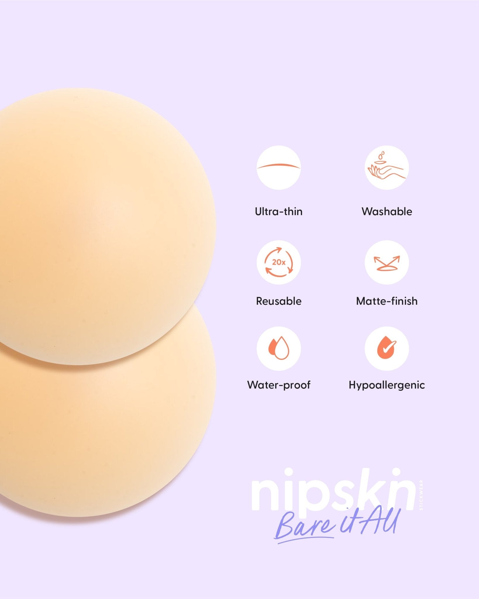 Set of 2 Silicone Adhesive Cups - Lift me up and Bare it all - Nipskin® - Nipskin Stickwear™
