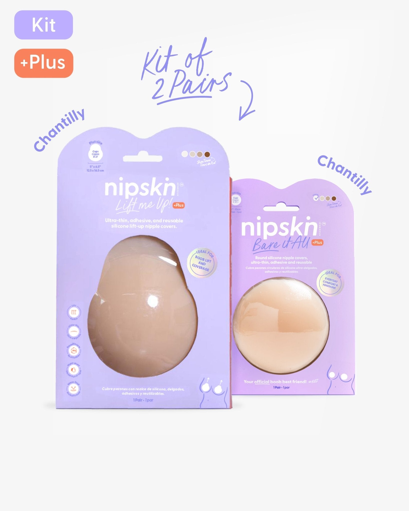 Set of 2 Silicone Adhesive Cups - Lift me up and Bare it all - Nipskin® - Nipskin Stickwear™