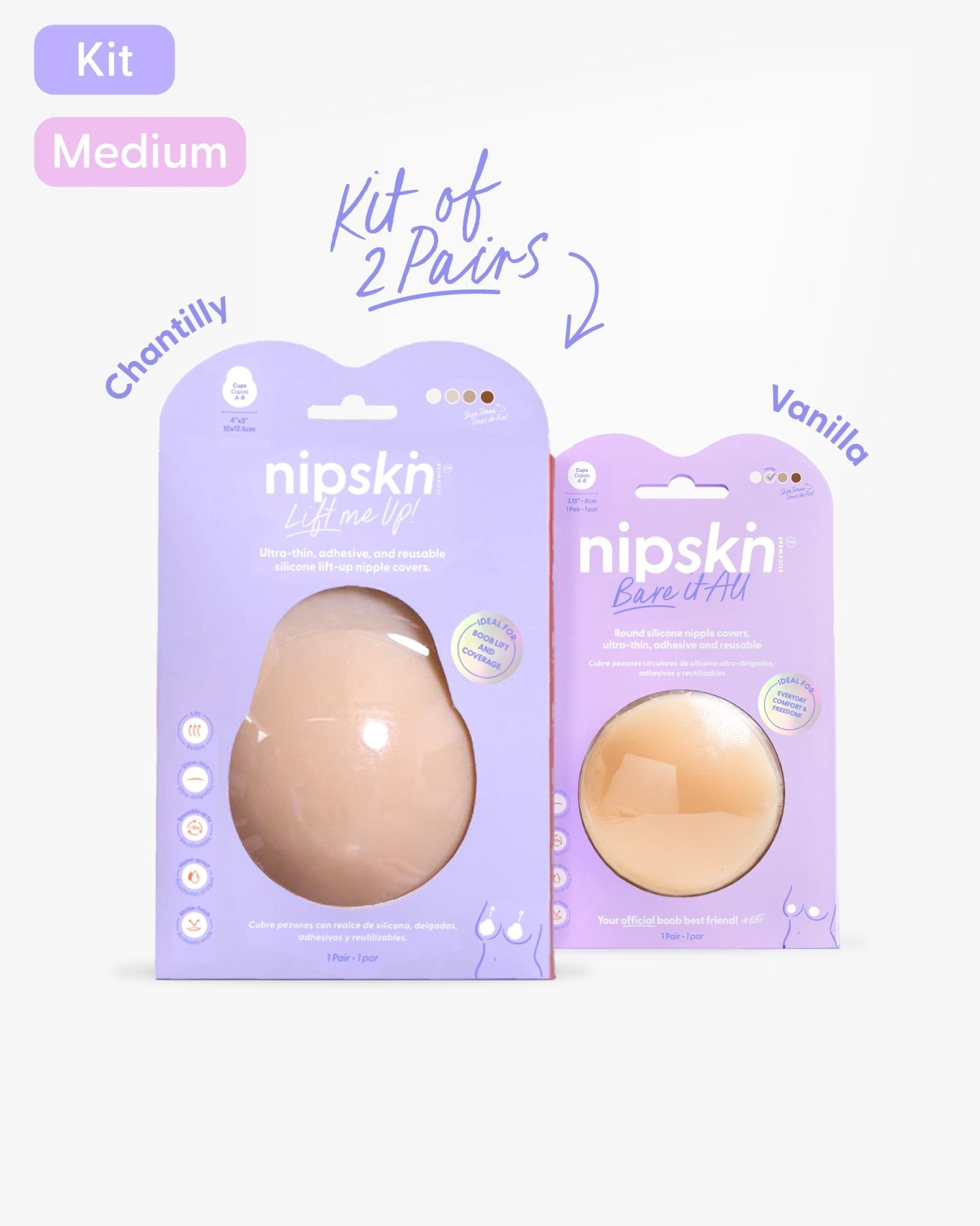 Set of 2 Silicone Adhesive Cups - Lift me up and Bare it all - Nipskin® - Nipskin Stickwear™