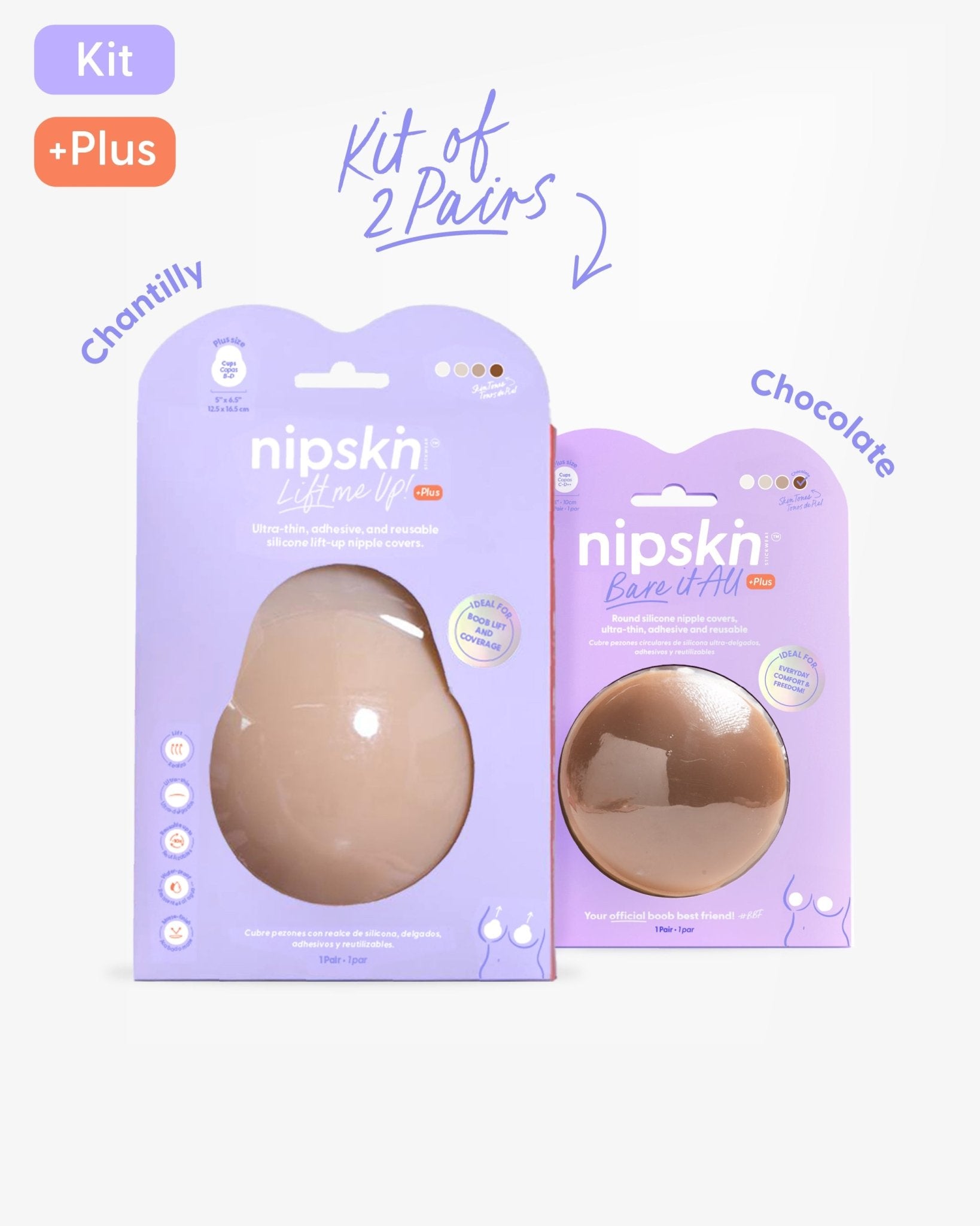 Set of 2 Silicone Adhesive Cups - Lift me up and Bare it all - Nipskin® - Nipskin Stickwear™