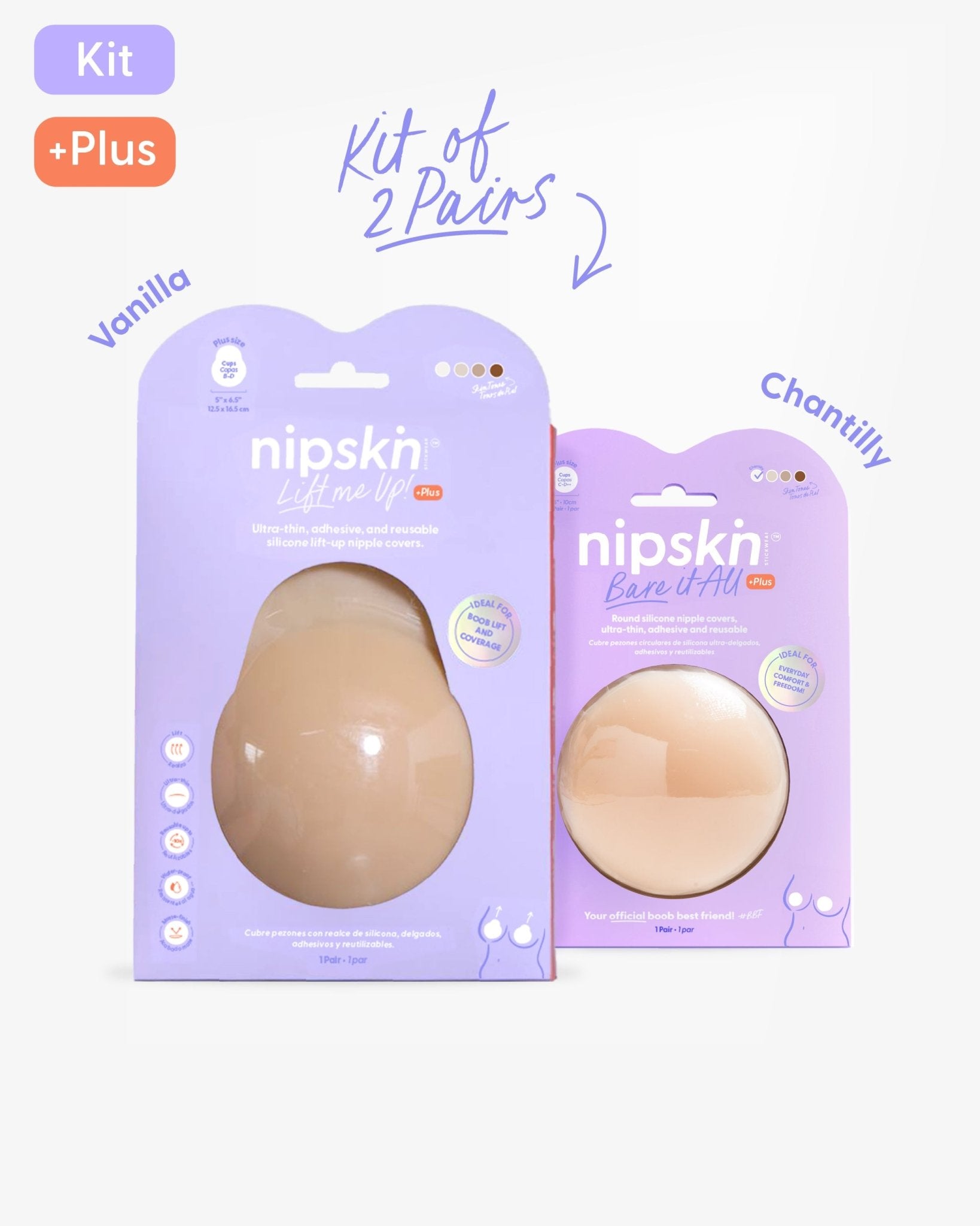 Set of 2 Silicone Adhesive Cups - Lift me up and Bare it all - Nipskin® - Nipskin Stickwear™