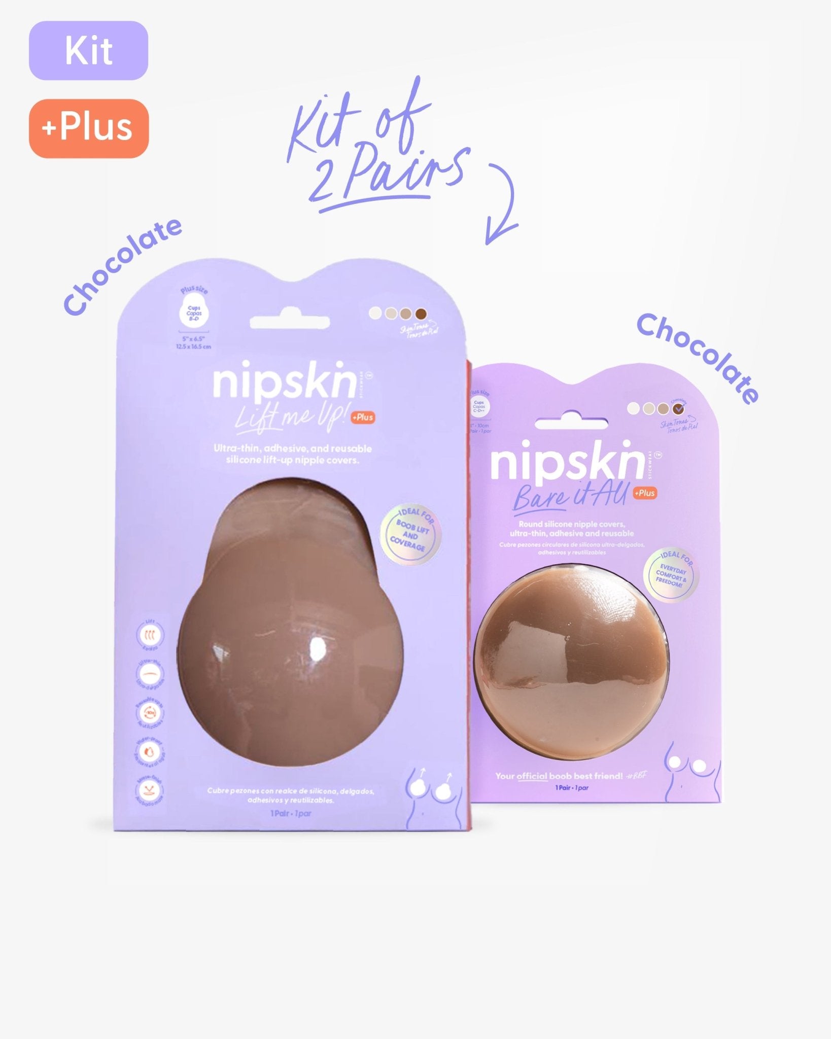 Set of 2 Silicone Adhesive Cups - Lift me up and Bare it all - Nipskin® - Nipskin Stickwear™