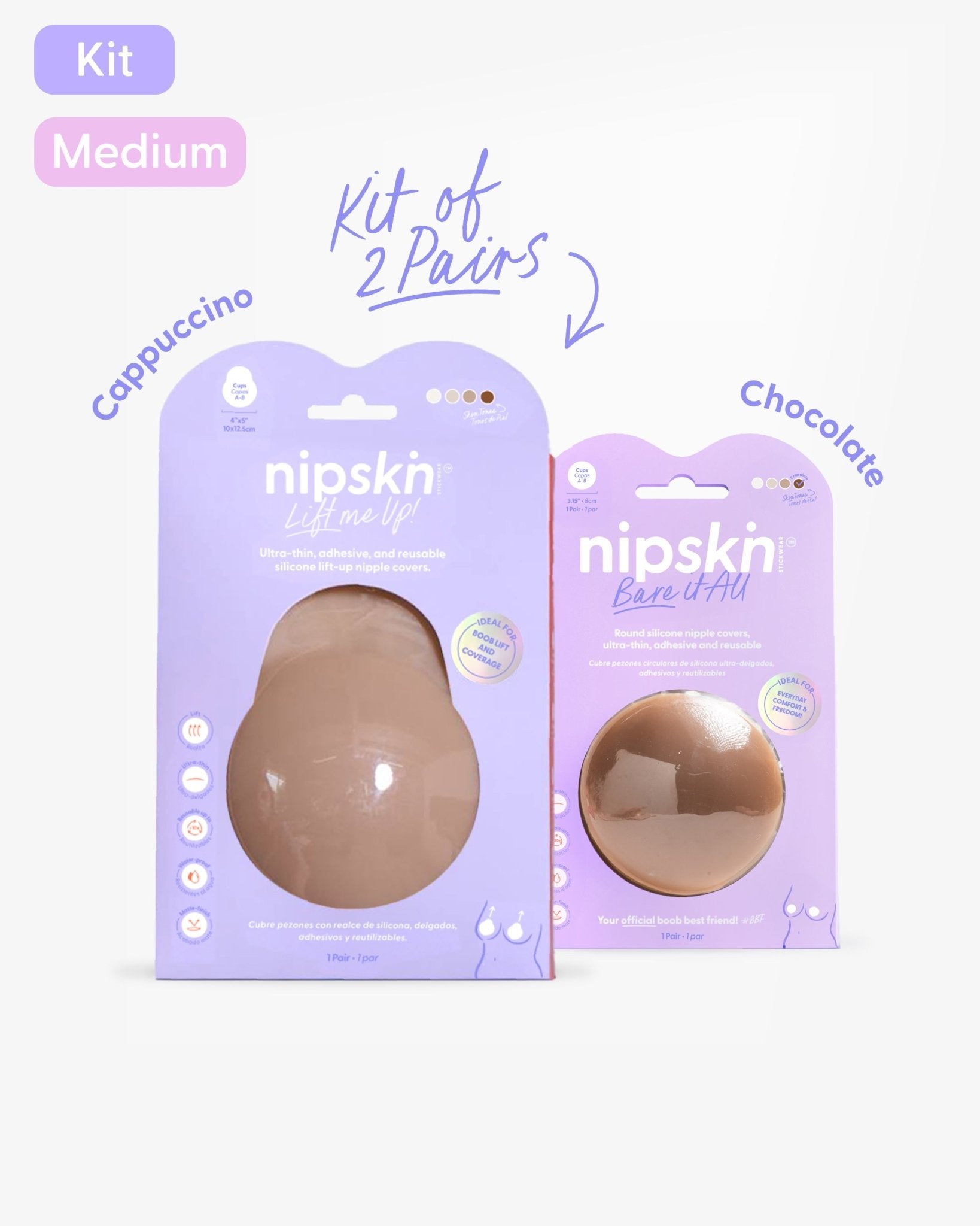 Set of 2 Silicone Adhesive Cups - Lift me up and Bare it all - Nipskin® - Nipskin Stickwear™