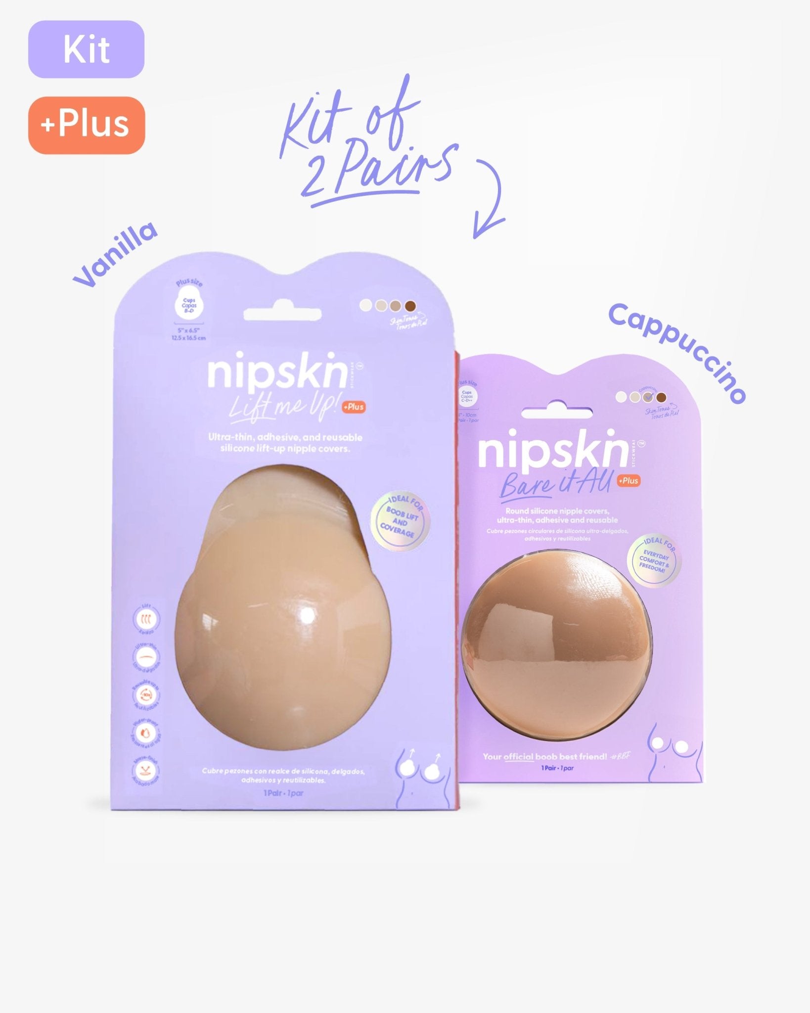 Set of 2 Silicone Adhesive Cups - Lift me up and Bare it all - Nipskin® - Nipskin Stickwear™