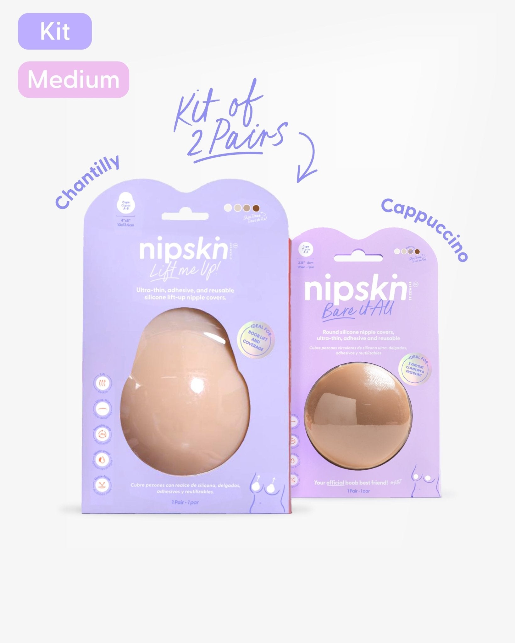 Set of 2 Silicone Adhesive Cups - Lift me up and Bare it all - Nipskin® - Nipskin Stickwear™