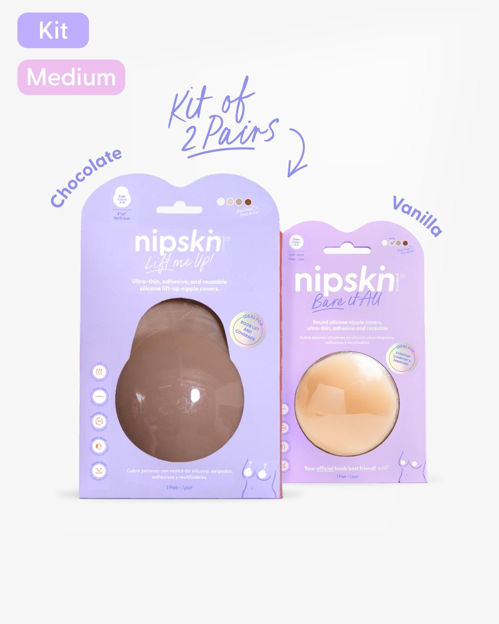 Set of 2 Silicone Adhesive Cups - Lift me up and Bare it all - Nipskin® - Nipskin Stickwear™
