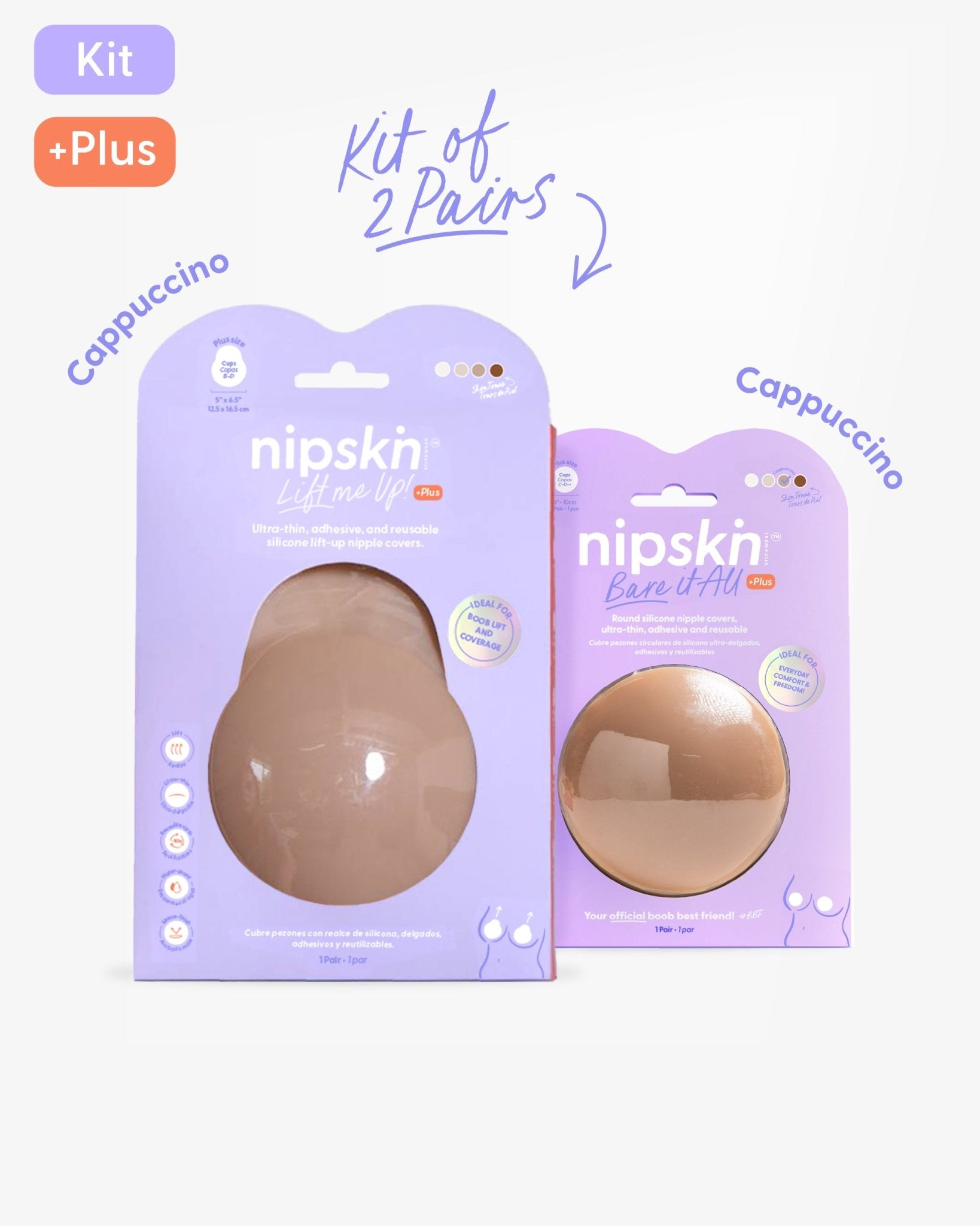 Set of 2 Silicone Adhesive Cups - Lift me up and Bare it all - Nipskin® - Nipskin Stickwear™