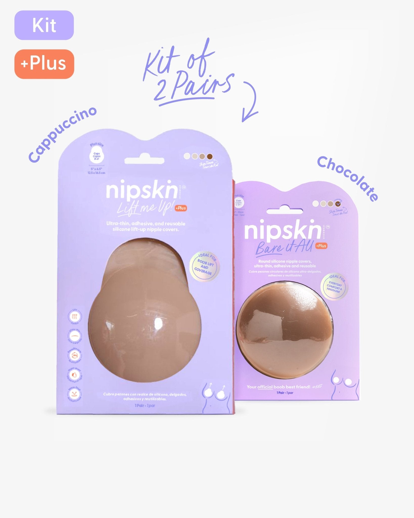 Set of 2 Silicone Adhesive Cups - Lift me up and Bare it all - Nipskin® - Nipskin Stickwear™