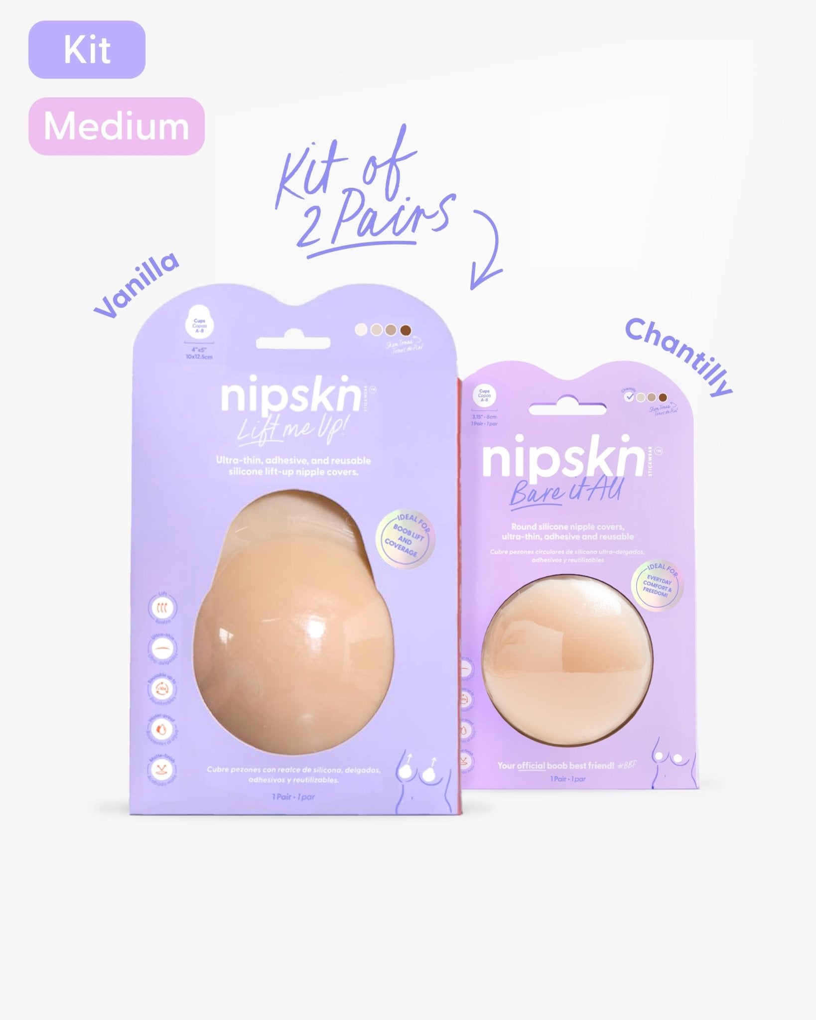 Set of 2 Silicone Adhesive Cups - Lift me up and Bare it all - Nipskin® - Nipskin Stickwear™