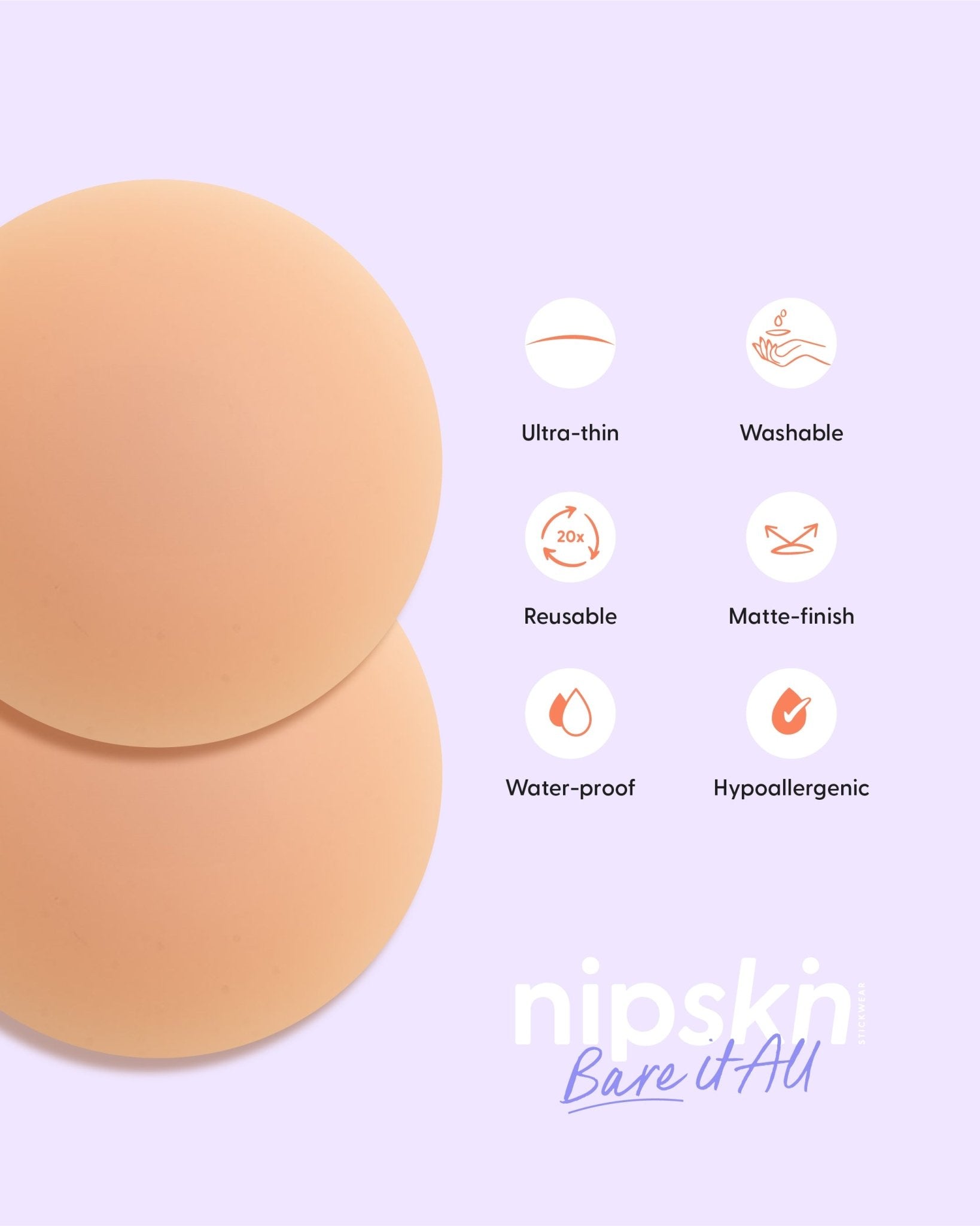Set of 2 Silicone Adhesive Cups - Lift me up and Bare it all - Nipskin® - Nipskin Stickwear™